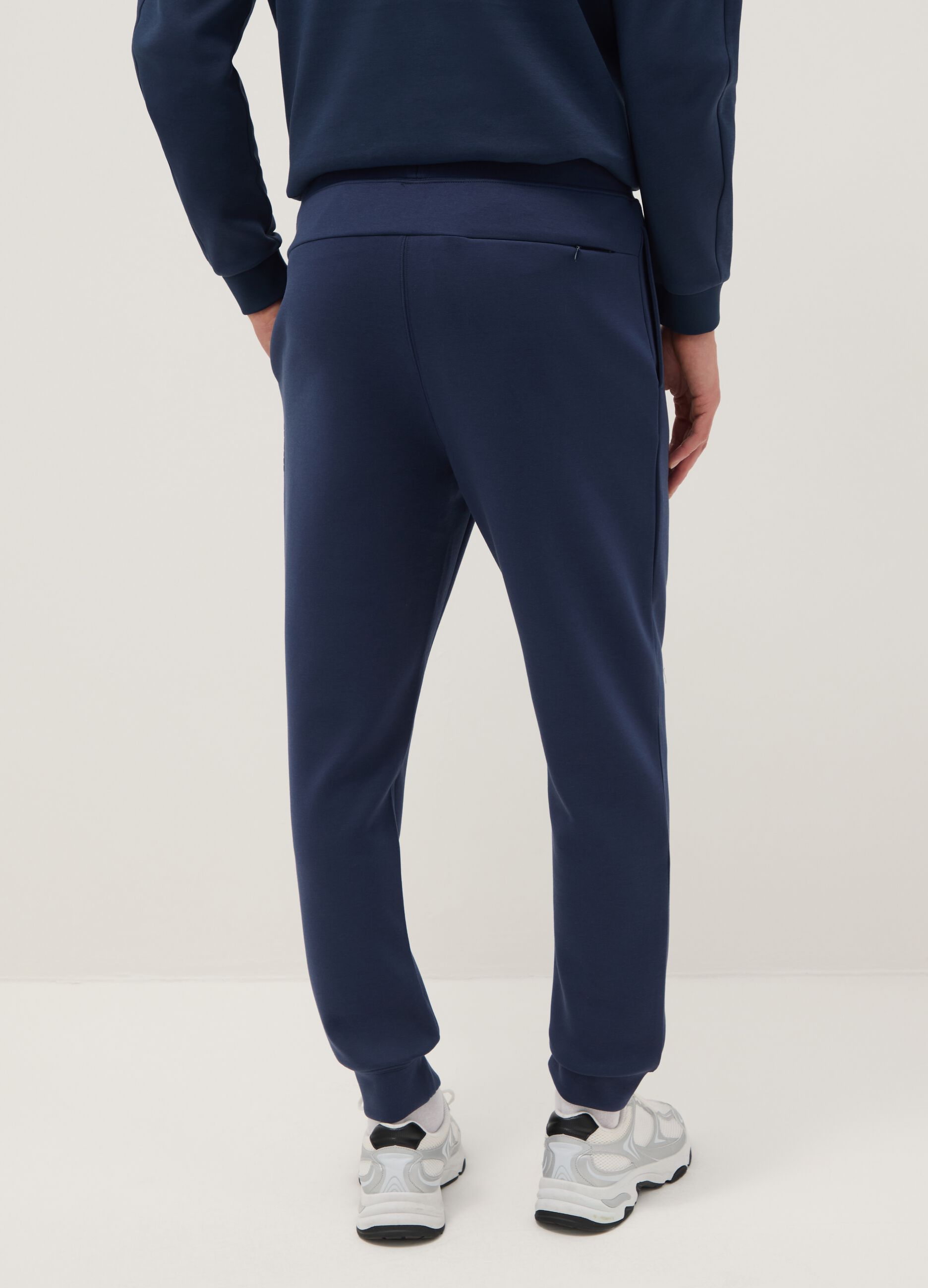 Blue Regular Fit Cotton Blend Jogger Trousers