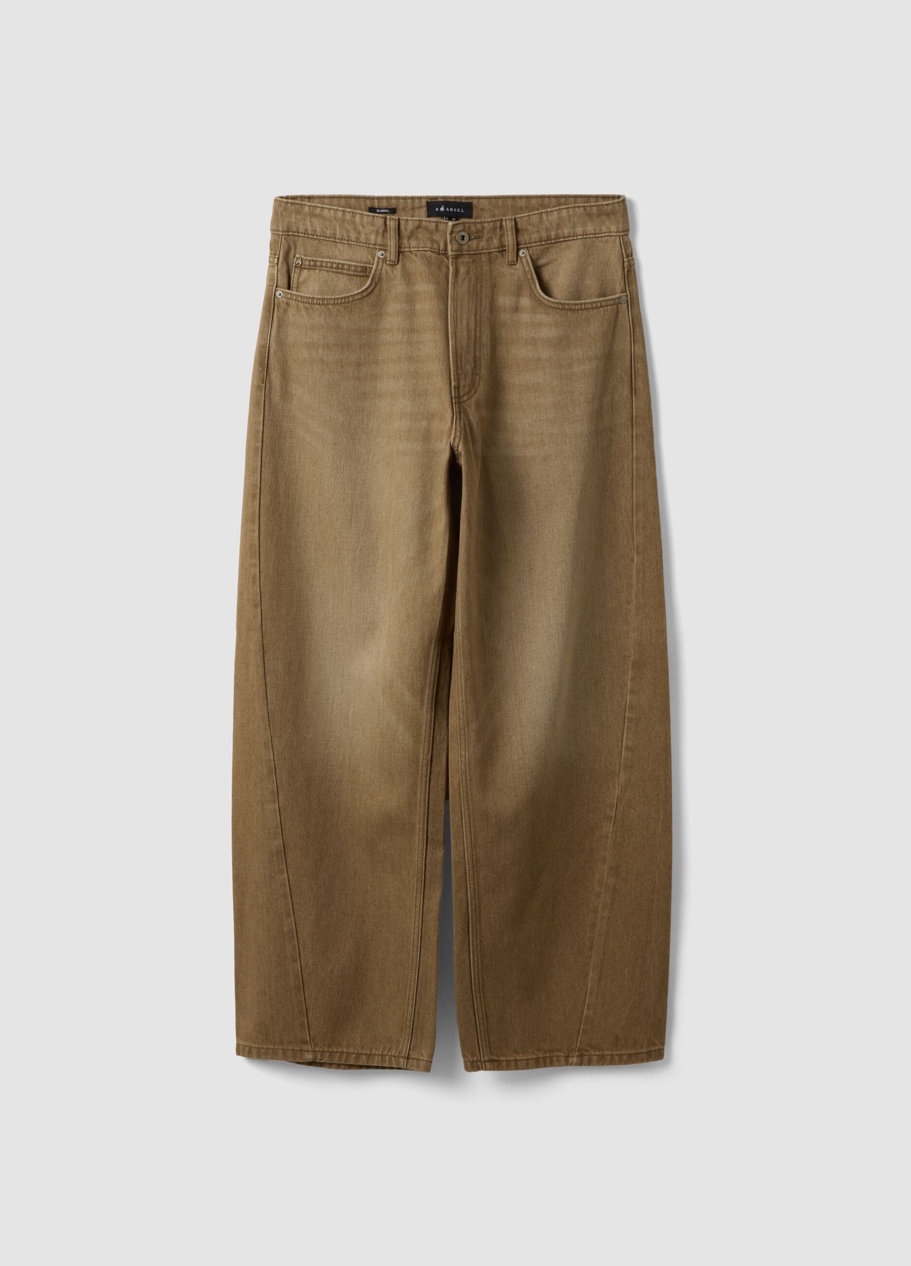 Brown pure cotton barrel-fit jeans