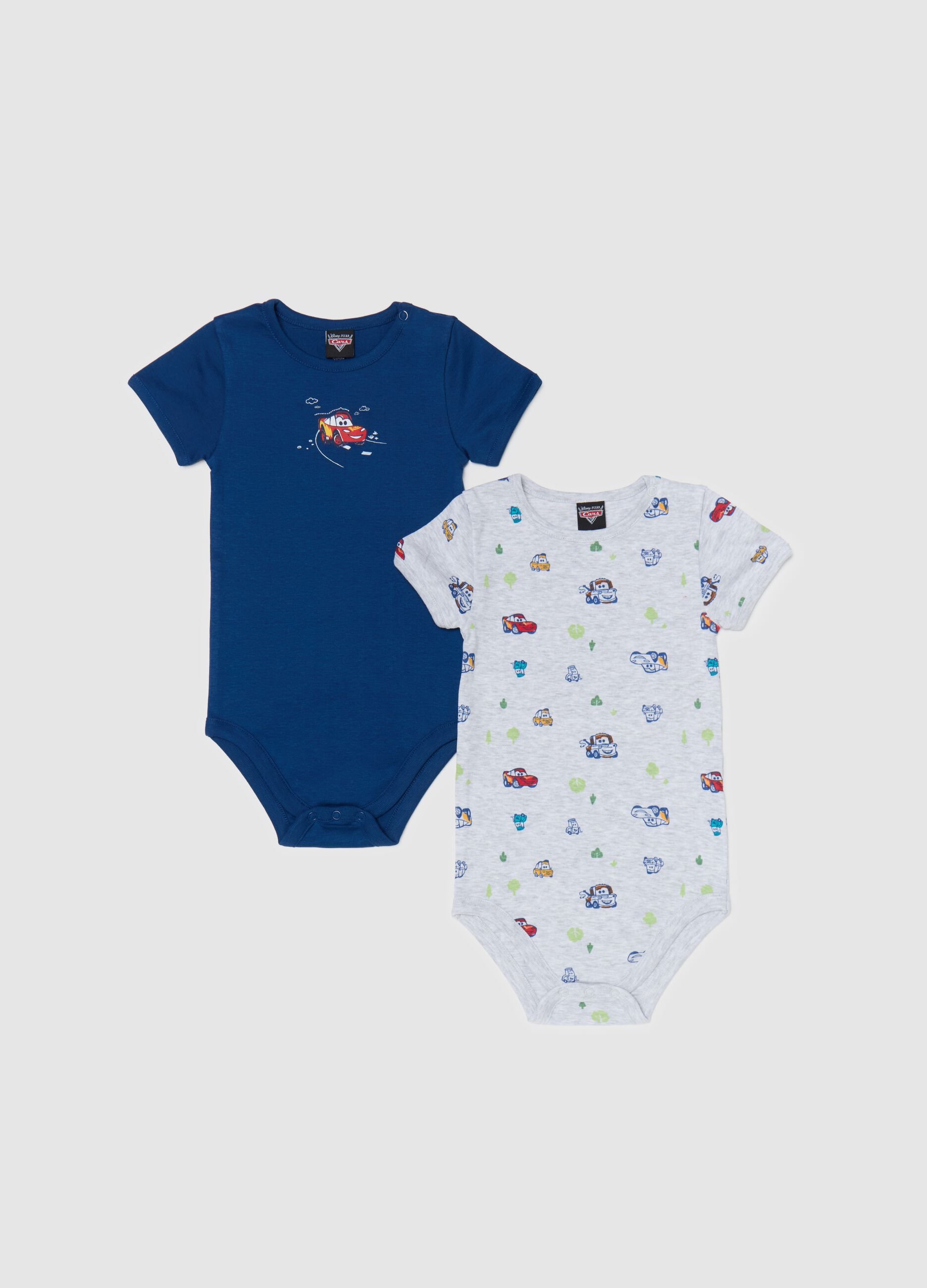 Two-pack short-sleeved bodysuits with Cars print