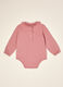 Pink organic stretch cotton bodysuit with ruffled crew neck_2