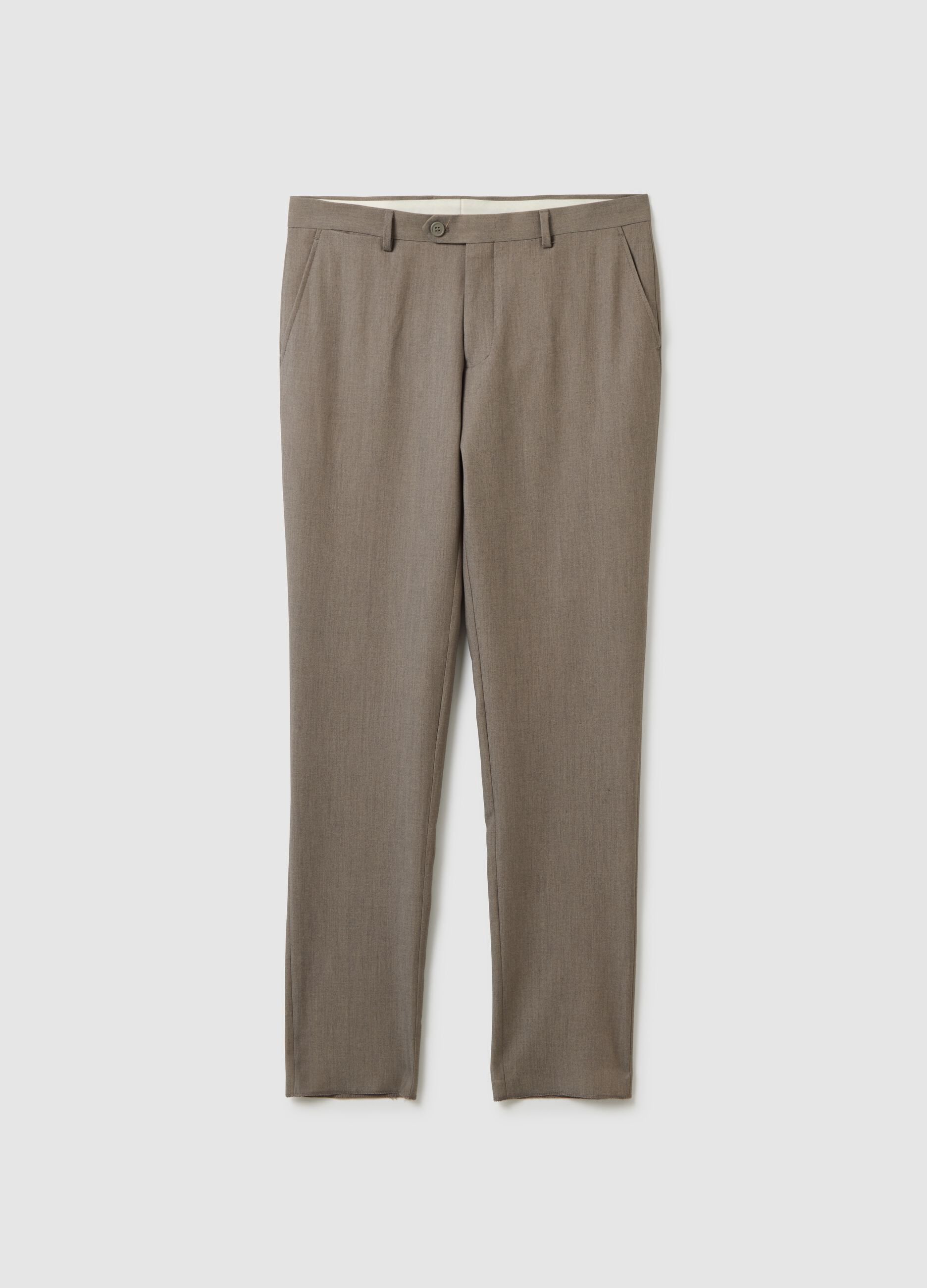 Brown slim trousers in stretch fabric