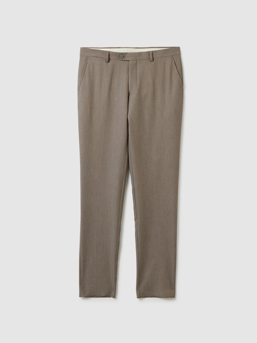 Pantaloni marroni slim in tessuto elasticizzato_4