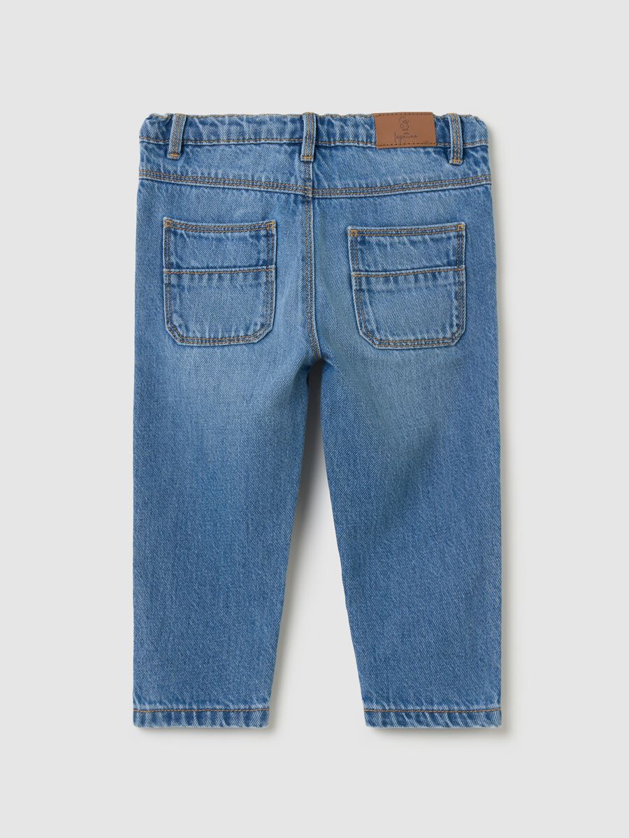 Cotton jeans with pockets and embroidery_1