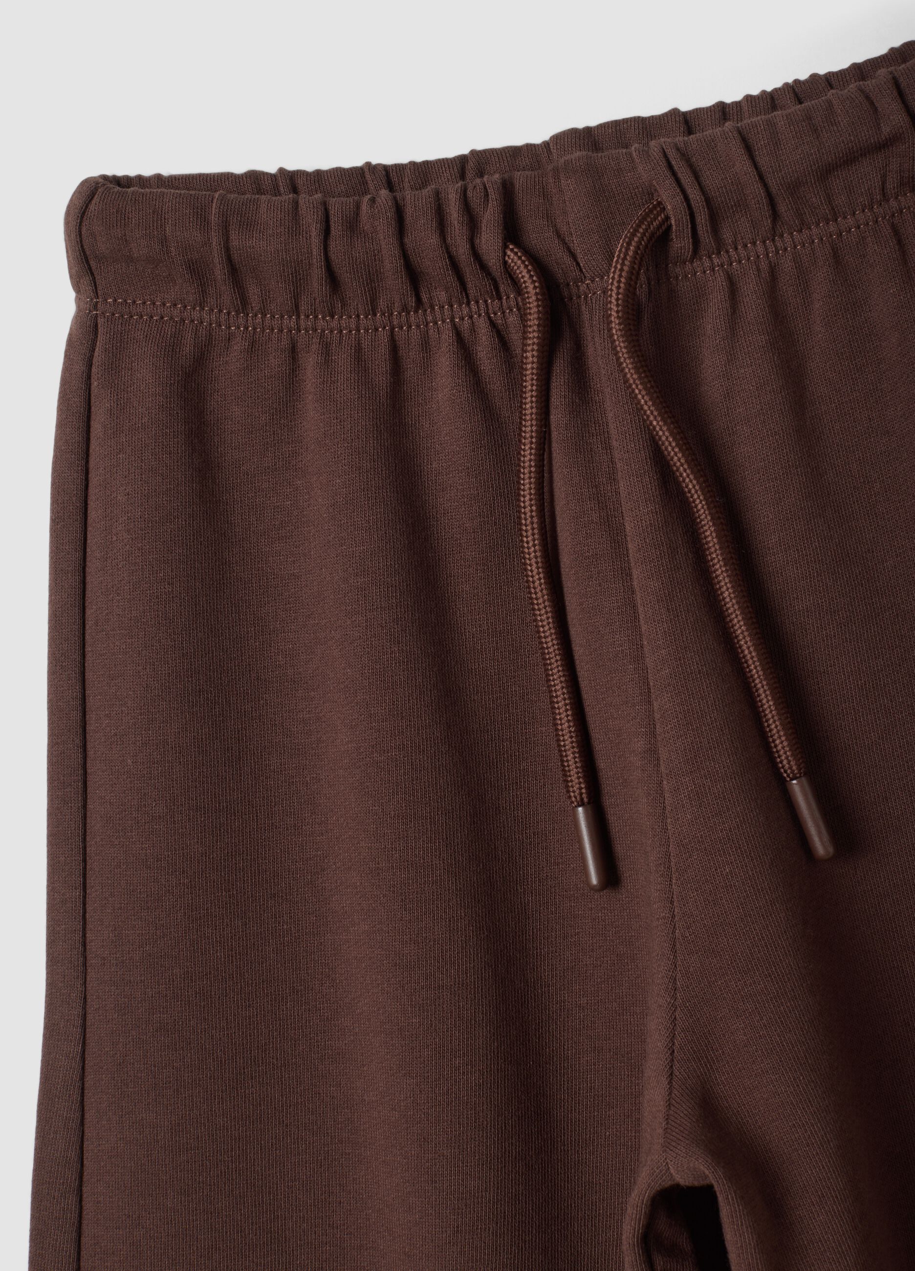 Pantaloni marroni in puro cotone a gamba ampia