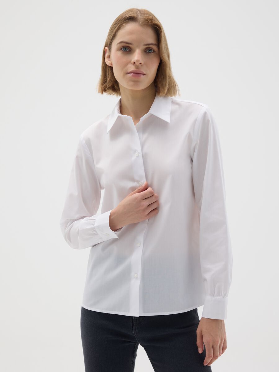 Camicia in cotone bianca slim fit_0
