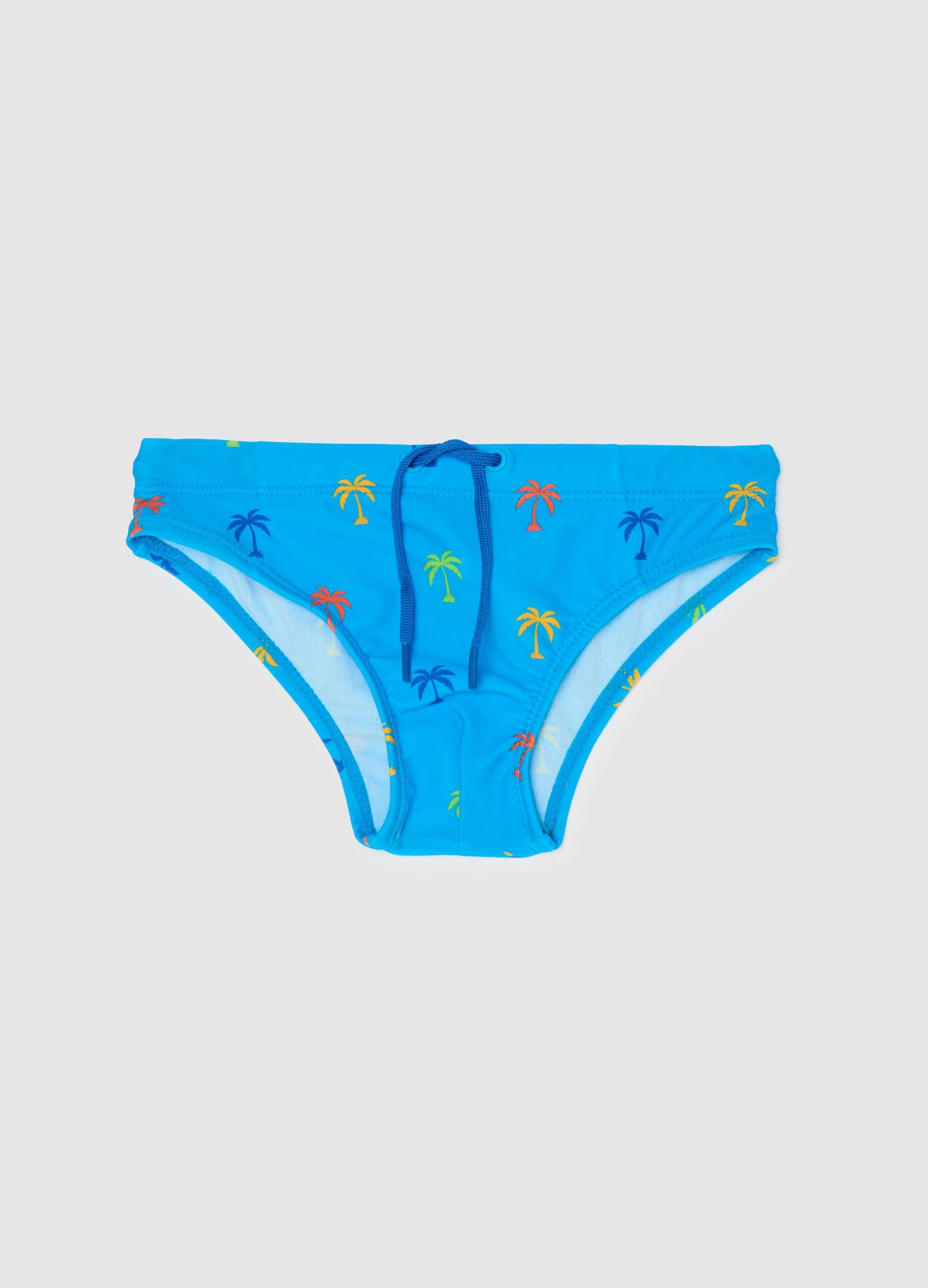 Blue beach briefs with colourful palms OVS Kids