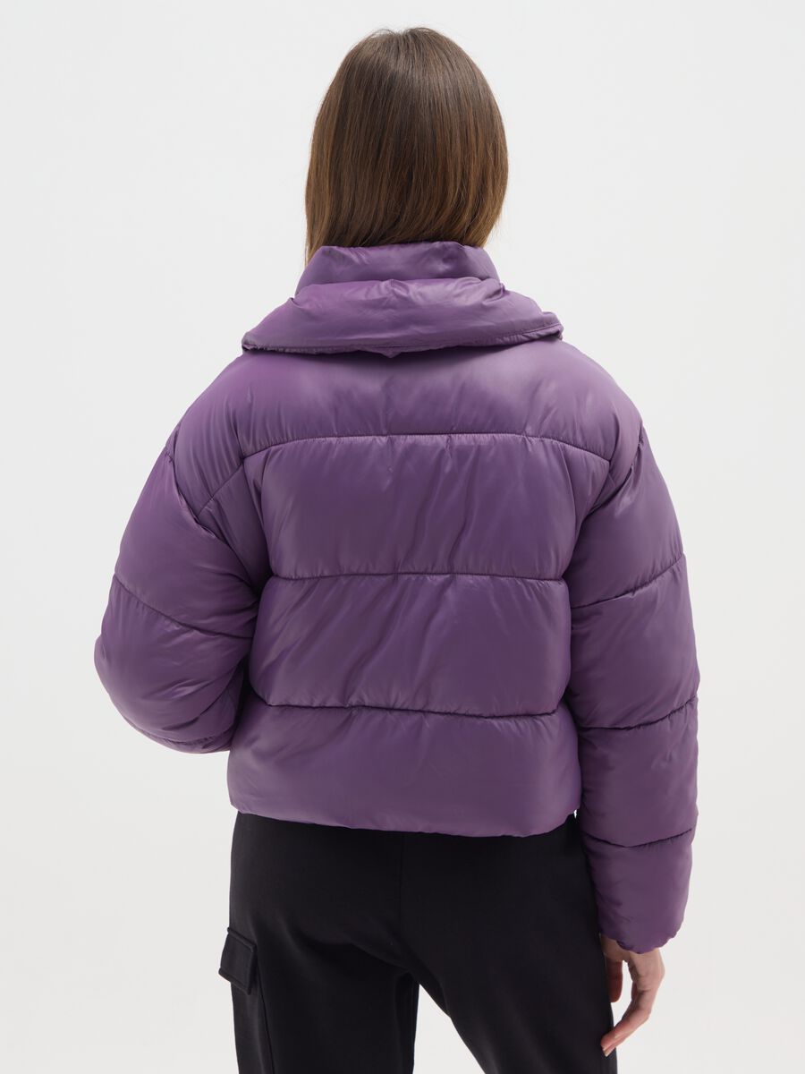 Giacca imbottita viola da ragazza regular fit con zip_1