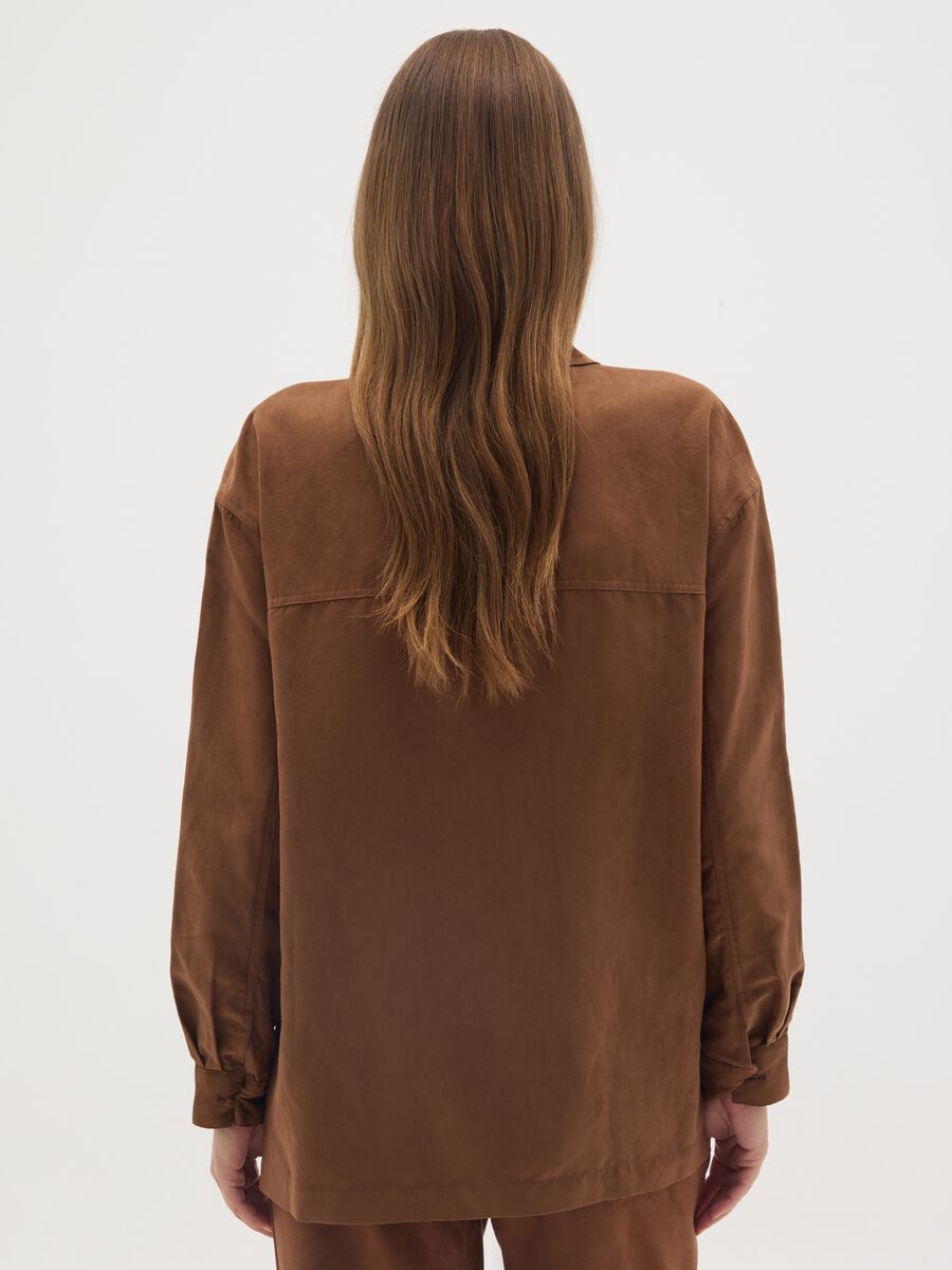 Brown Suede Maternity Shacket_3