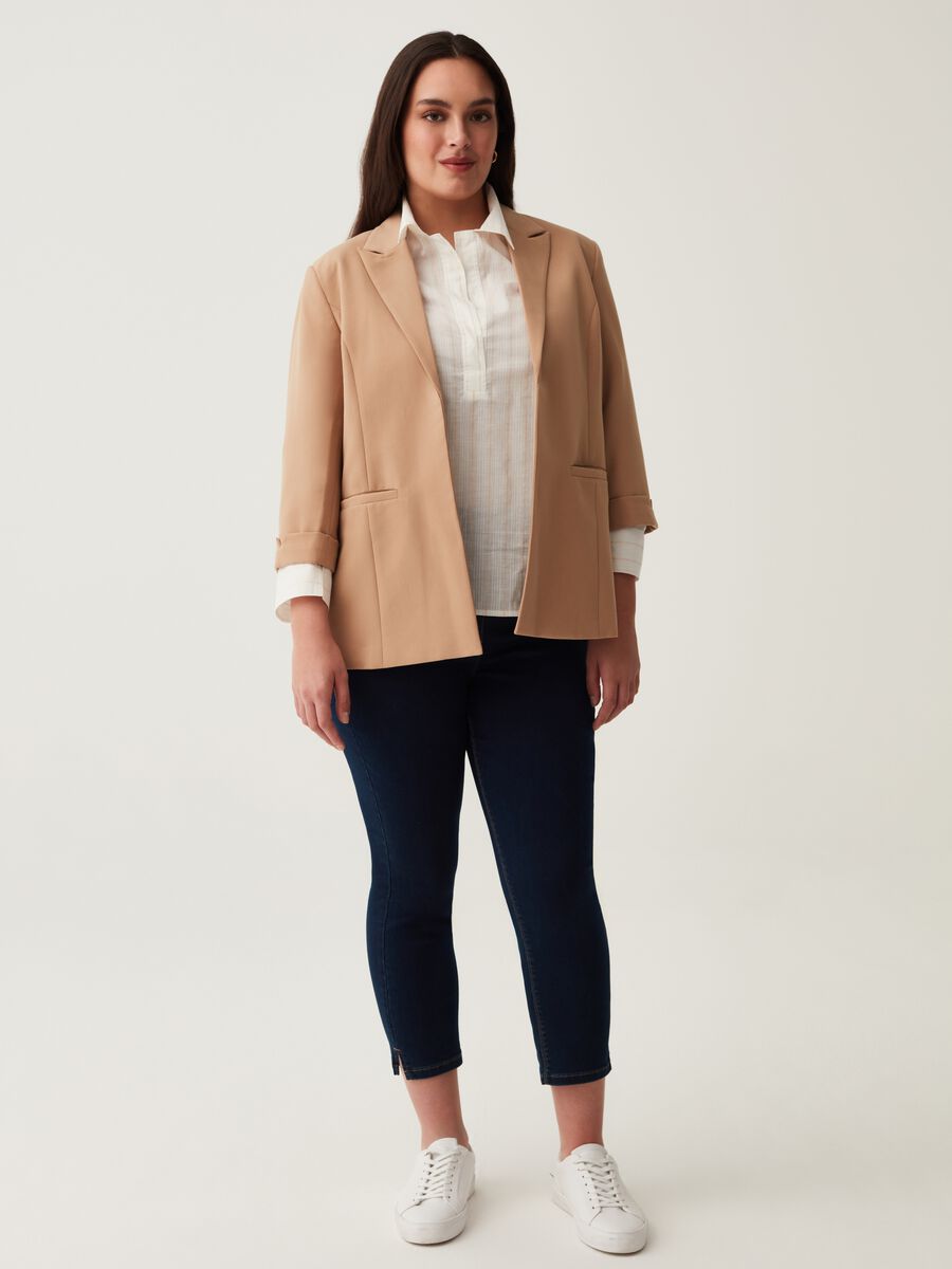 Blazer aperto maniche a tre quarti Curvy_0