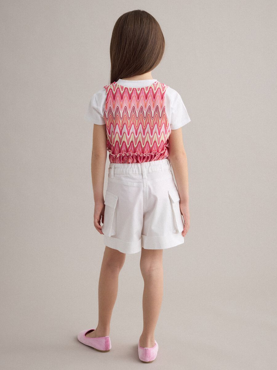 Shorts cargo bianchi in cotone elasticizzato da bambina_1