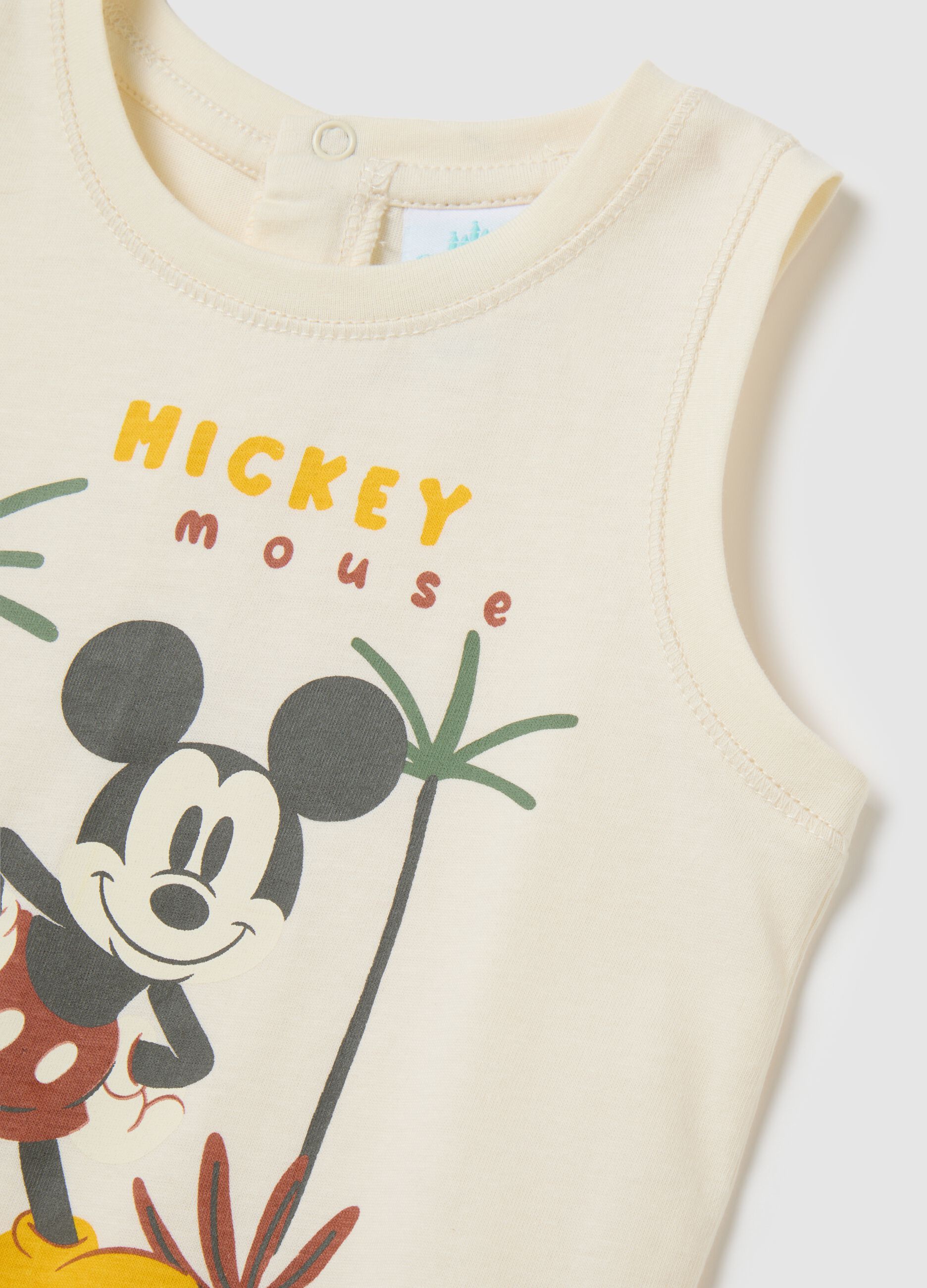 Children's beige pure cotton vest regular fit Mickey Mouse
