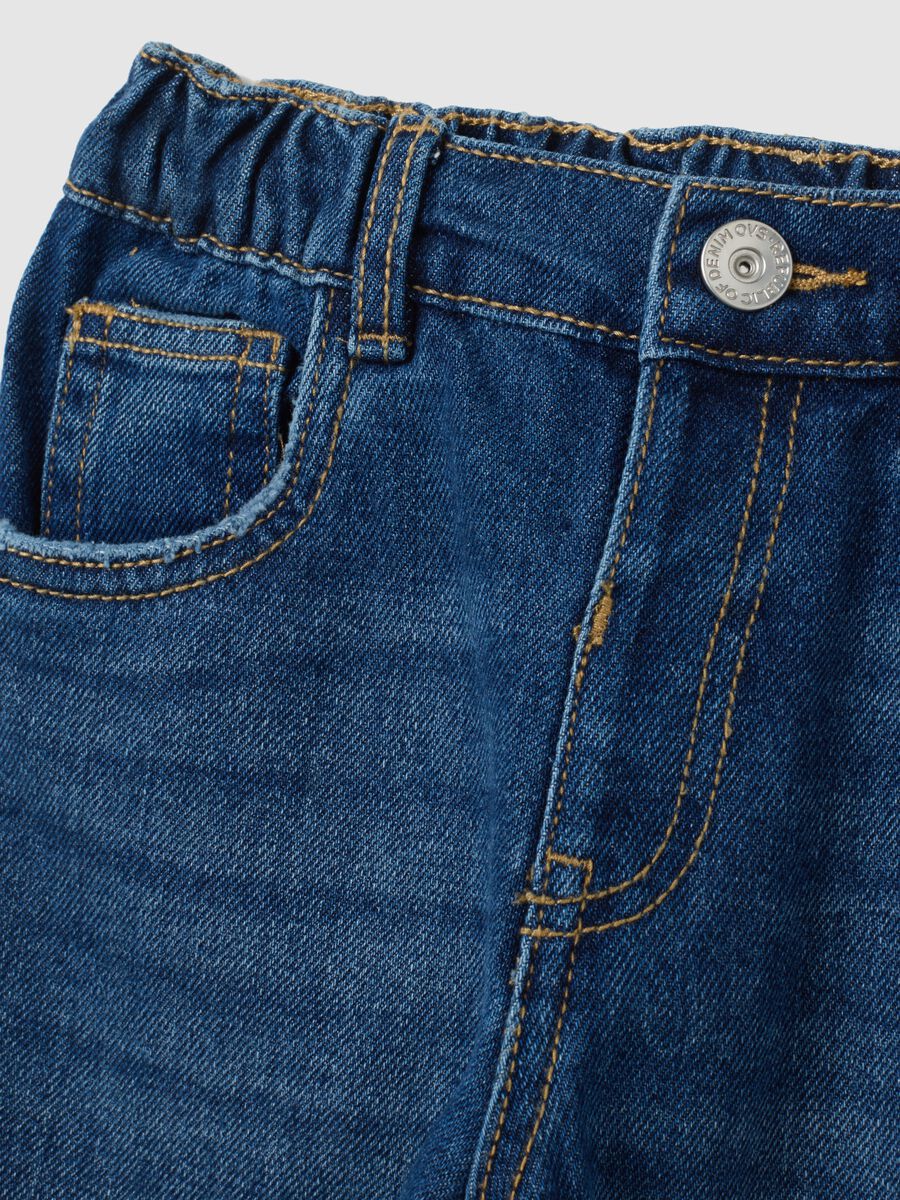 Jeans da bambino in misto cotone blu loose fit_2