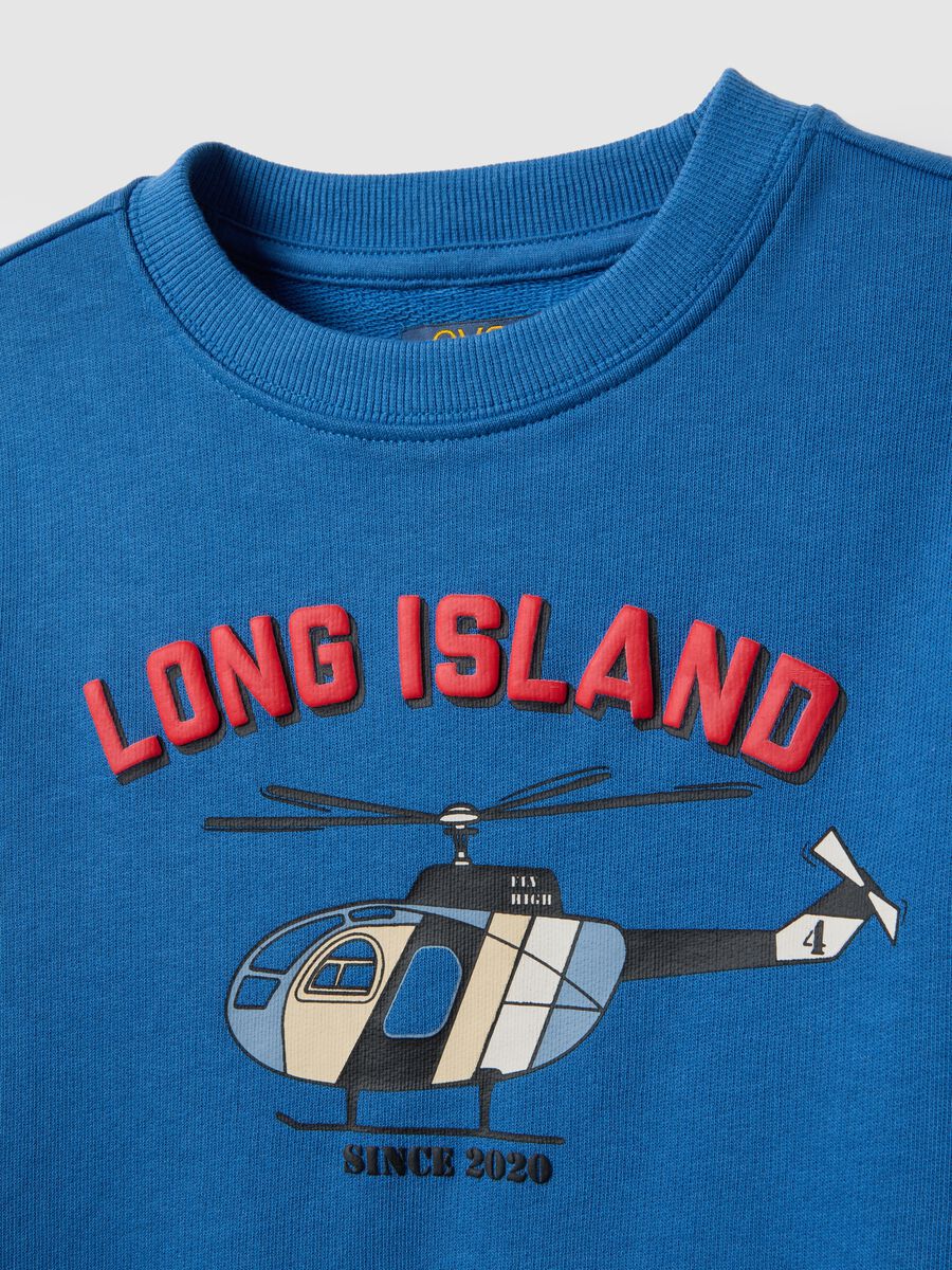 Blue pure cotton regular fit sweatshirt and trousers set for boys with print_2