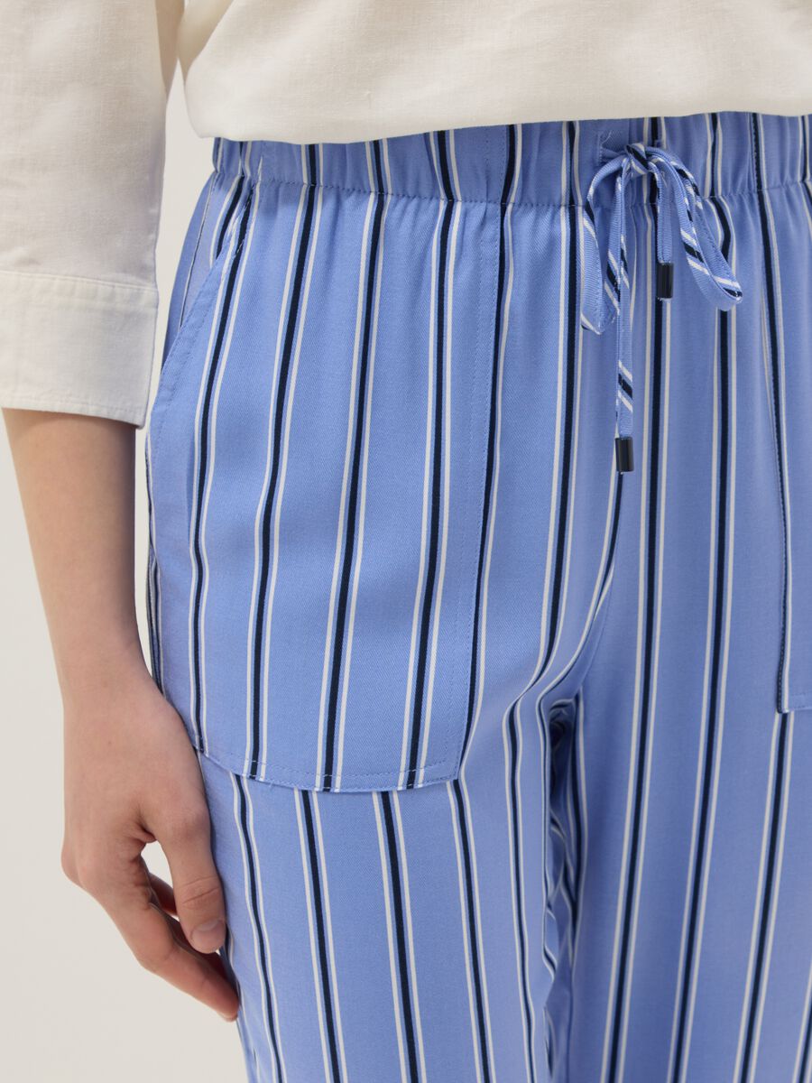 Multicolour striped pure viscose jogger trousers regular fit_3