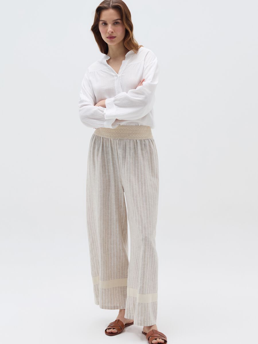 Pinstriped trousers with external crochet elastic_0