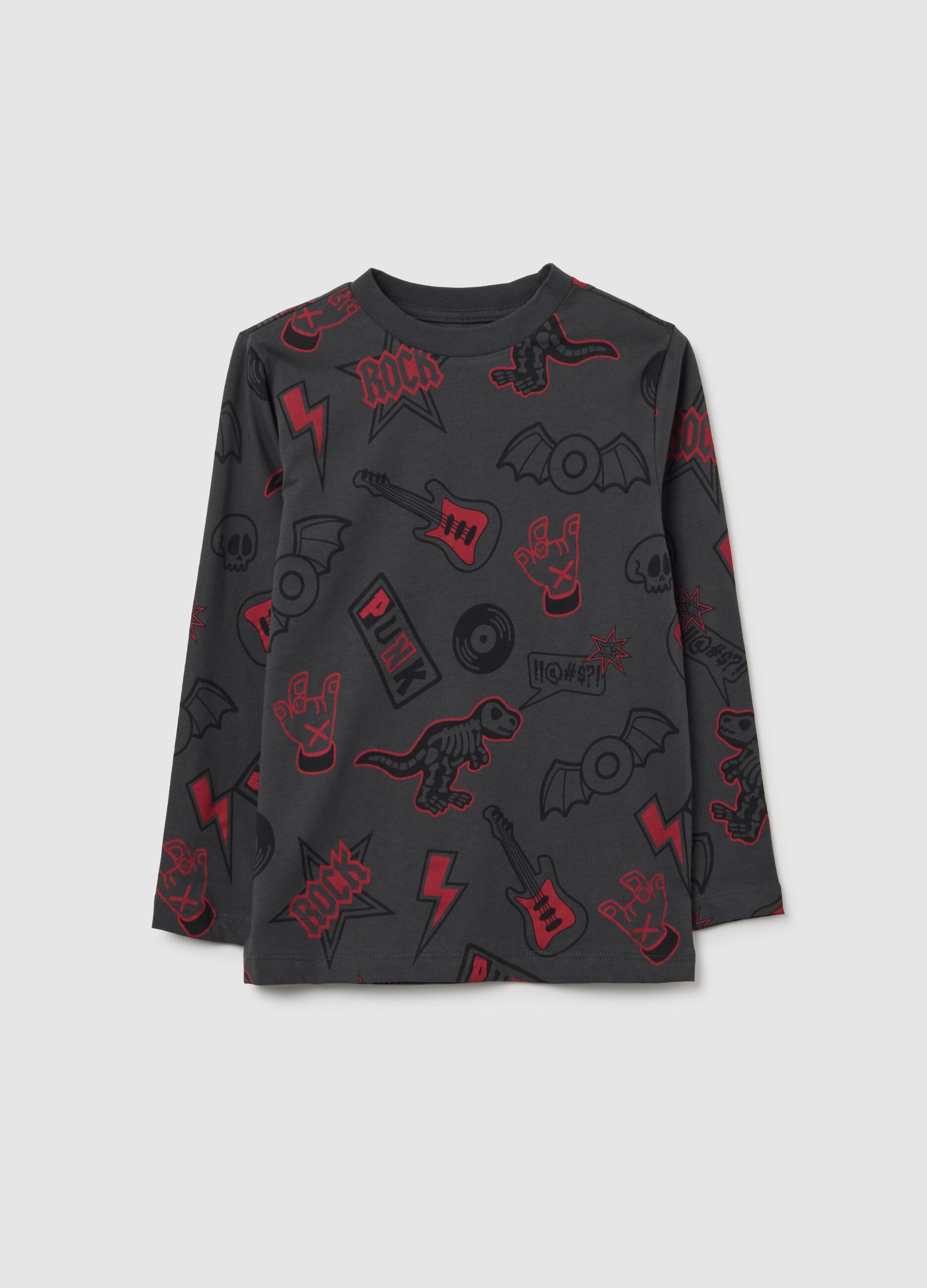 Maglia da bambino in puro cotone nero regular fit