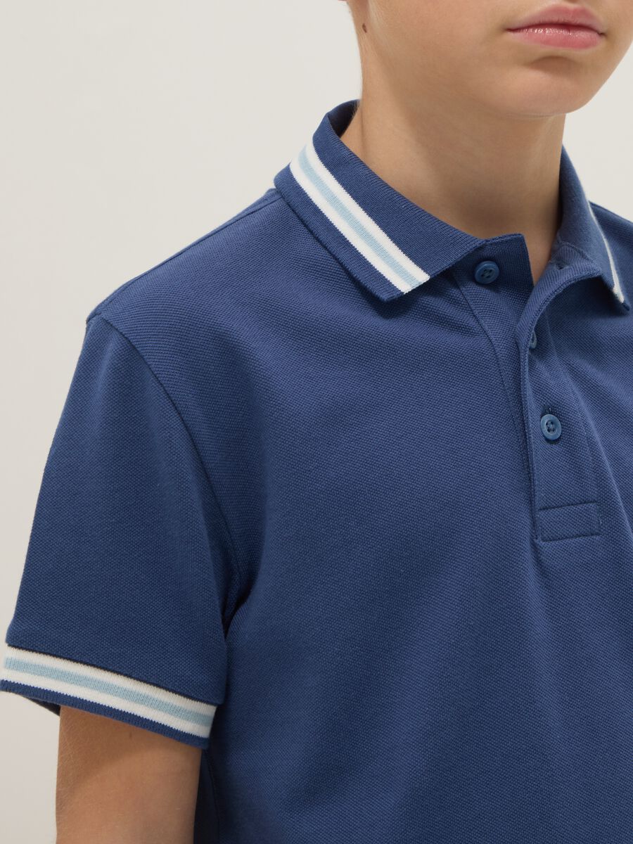 Polo in puro cotone blu da ragazzo regular fit_2