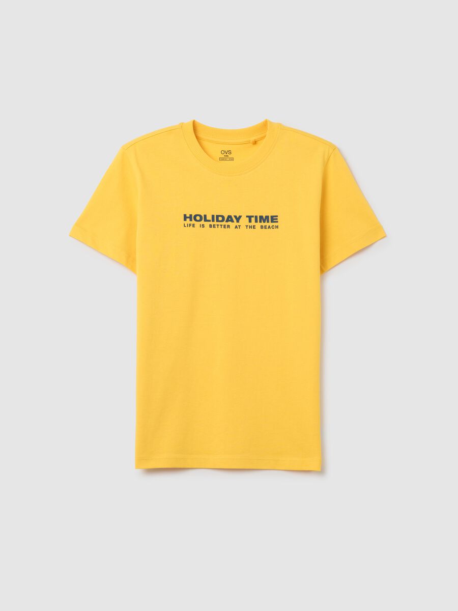 T-shirt da ragazzo in puro cotone gialla regular fit_3