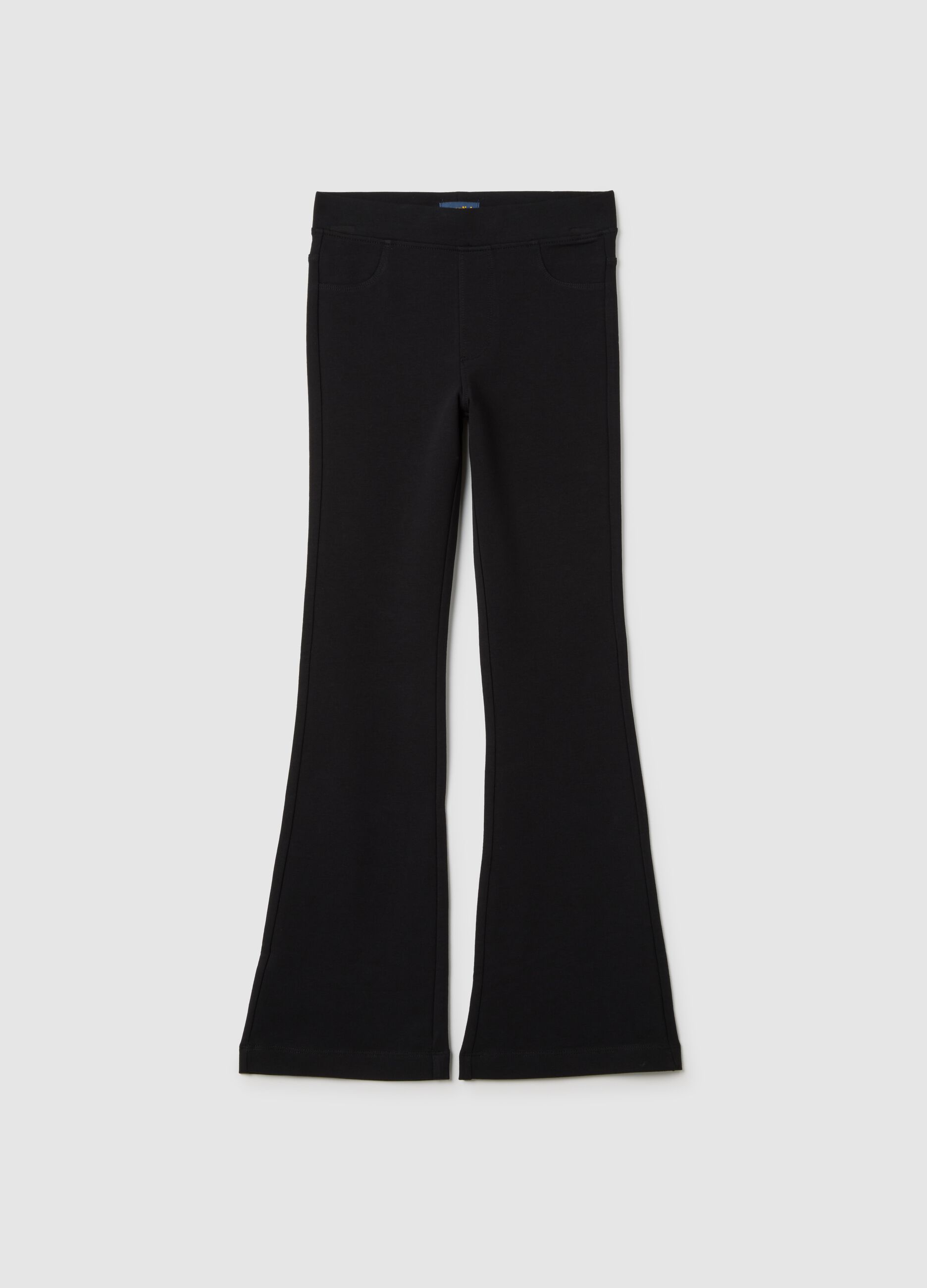 Girls' Black Stretch Cotton Slim Fit Leggings
