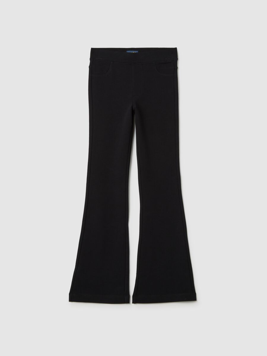 Leggings da ragazze in cotone elasticizzato nero slim fit_0