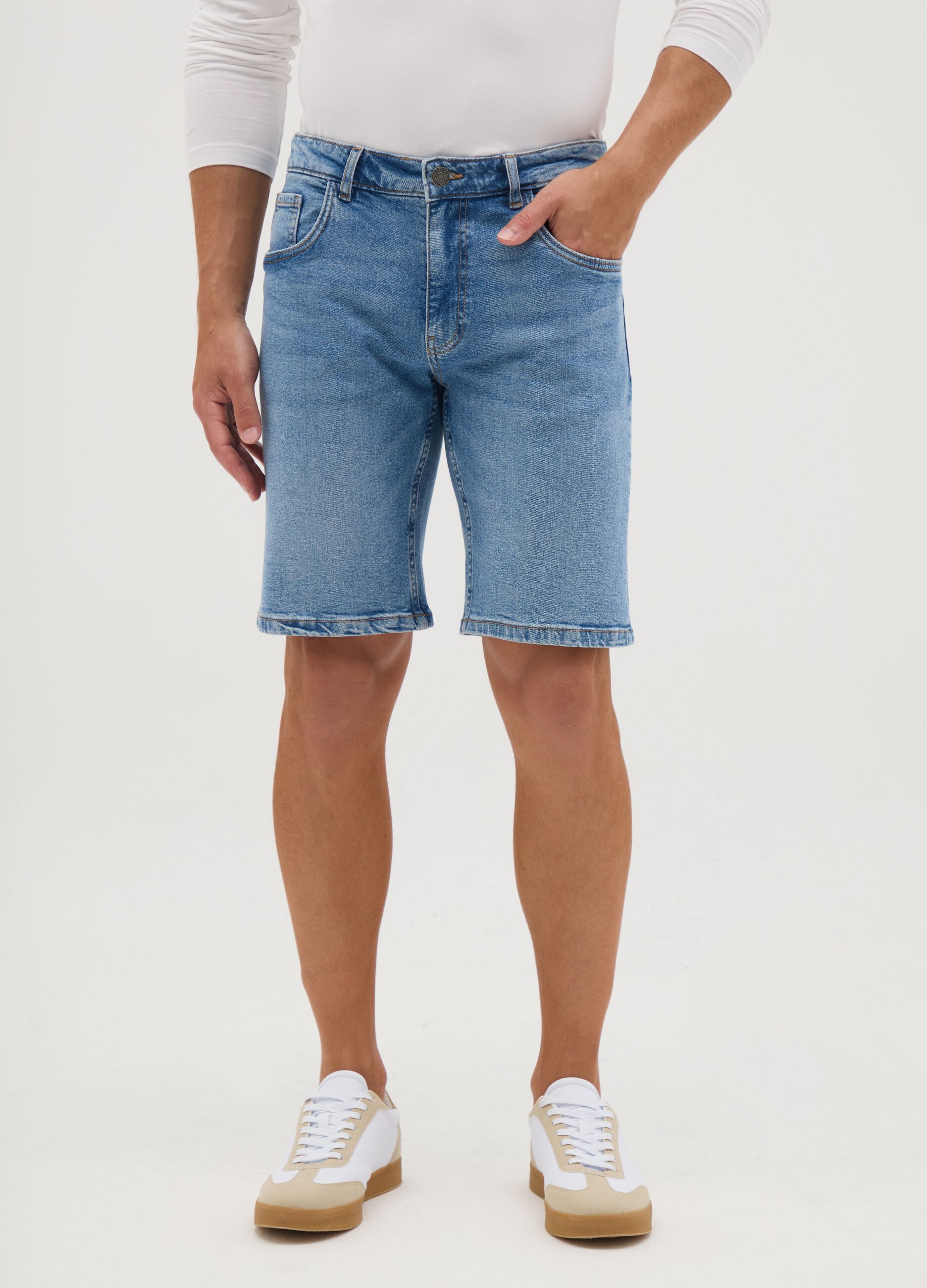 Men's Slim-Fit Blue Denim Shorts
