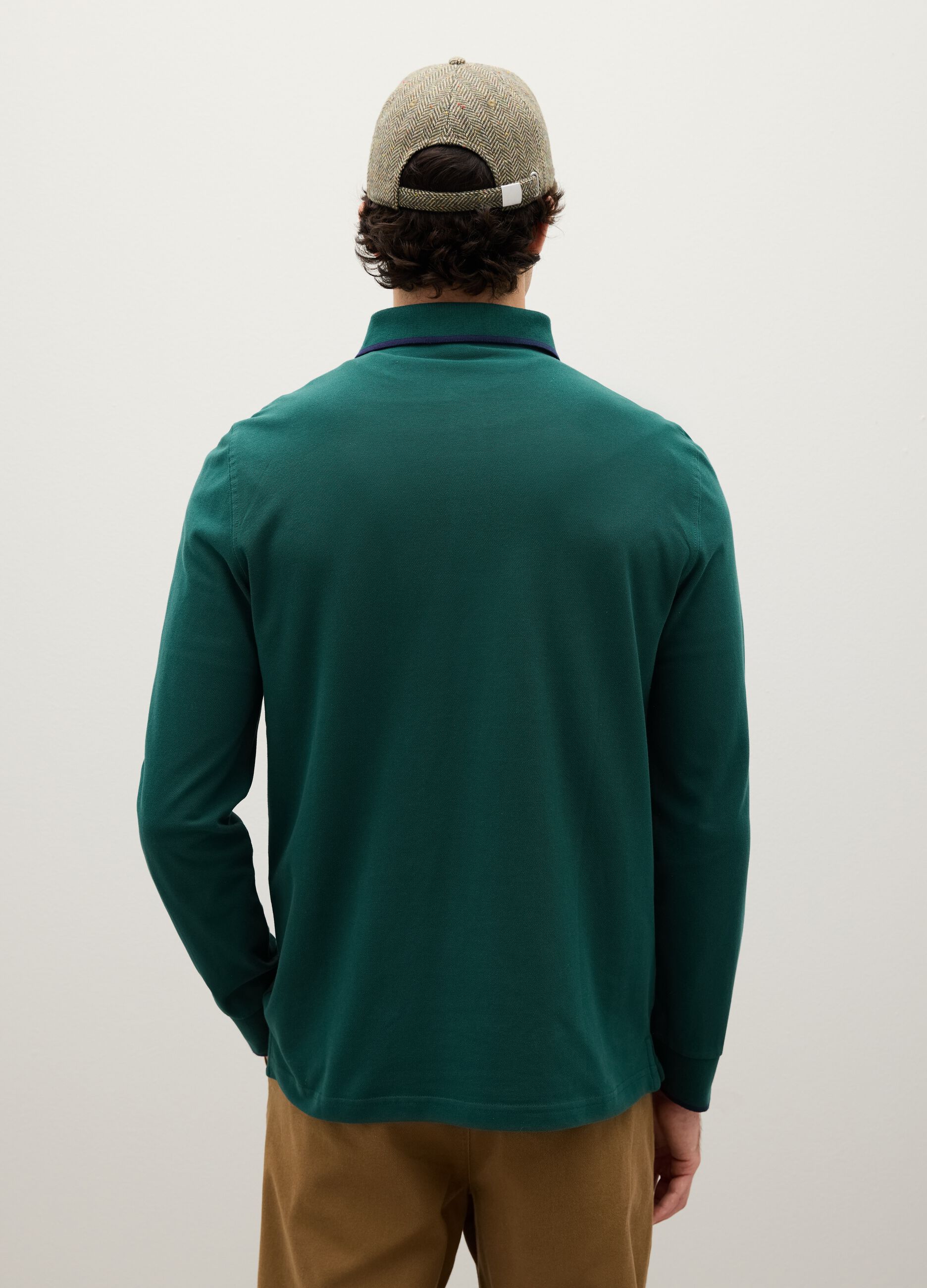 Green pure cotton polo regular fit