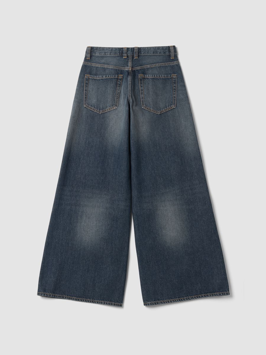 Jeans denim blu super wide leg in puro cotone_7
