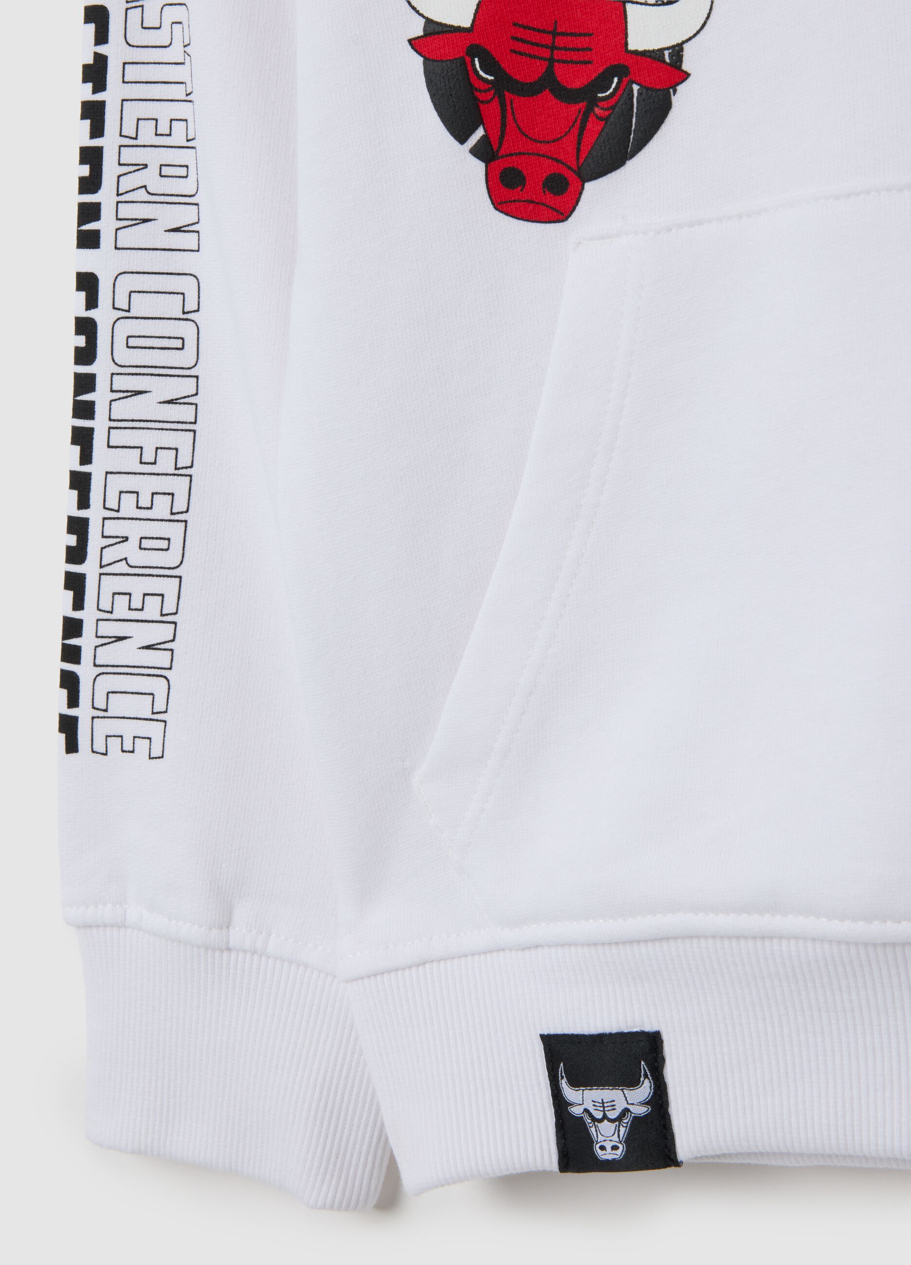 Kids' white pure cotton hoodie regular fit with Chicago Bulls logo