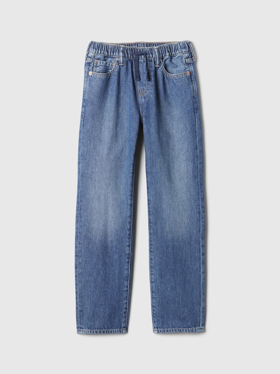 Denim joggers with drawstring and pockets_3