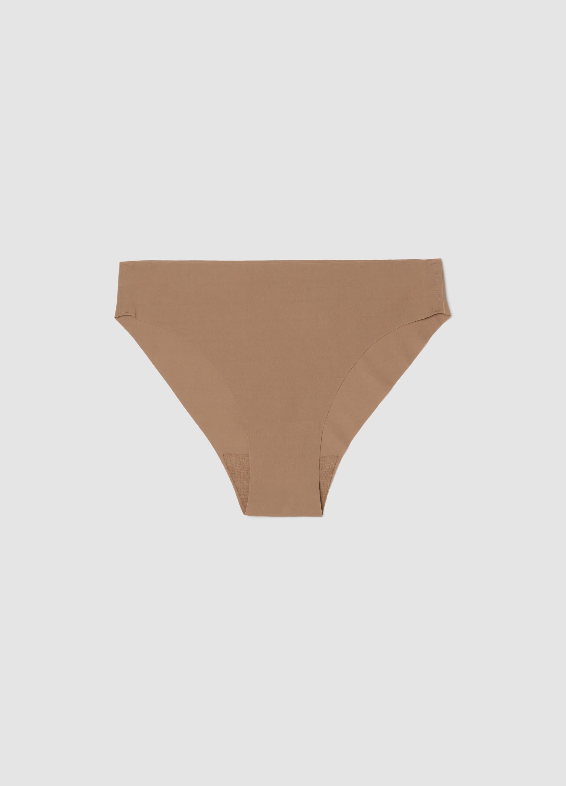 Brown regular fit seamless briefs