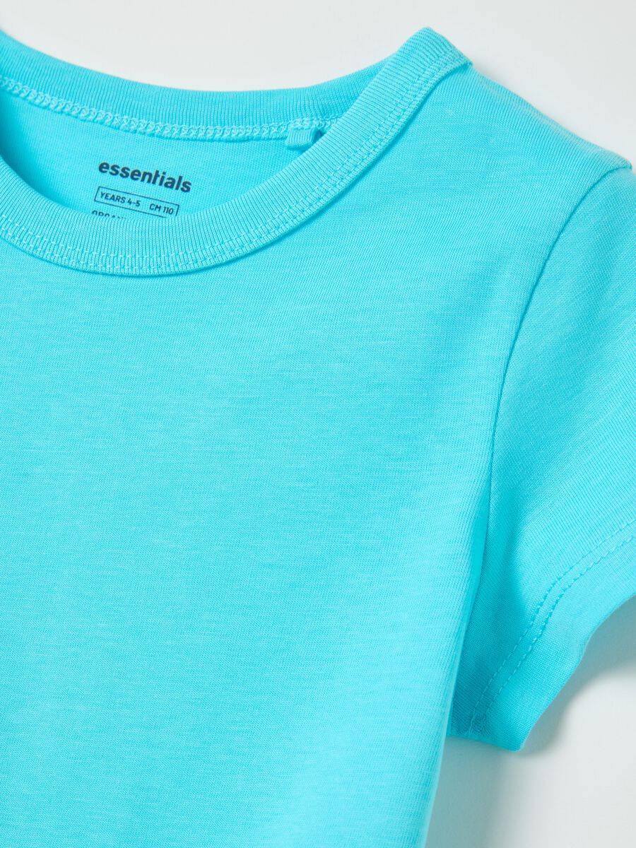Blue T-shirt in pure cotton for girls_2