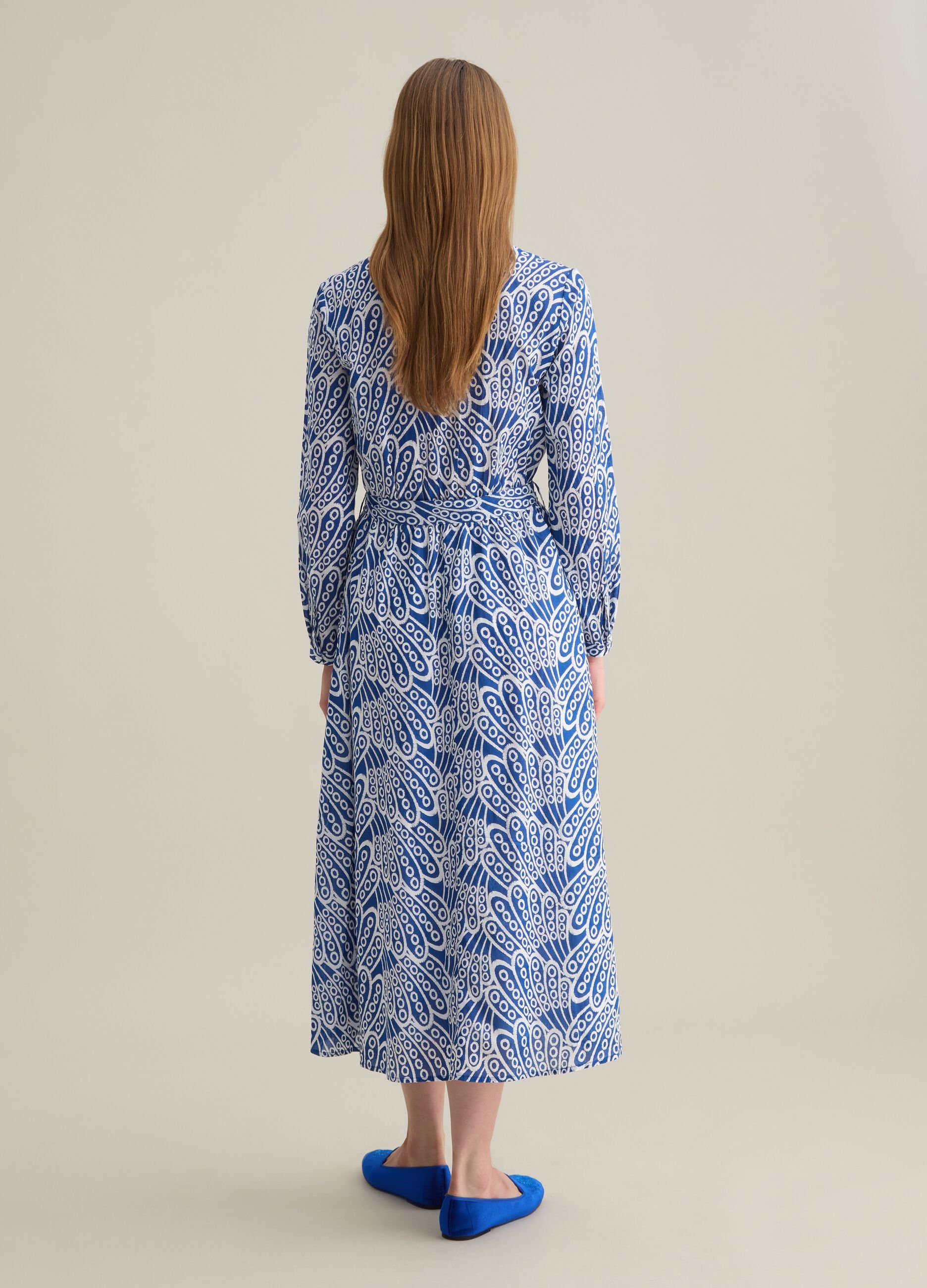 Women's long dress in pure cotton multicolour regular fit