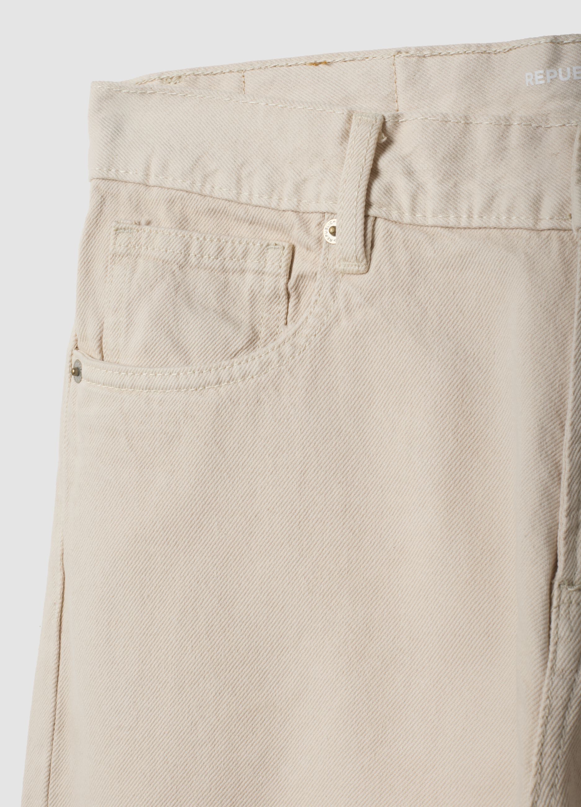 Jeans beige in twill di puro cotone straight fit
