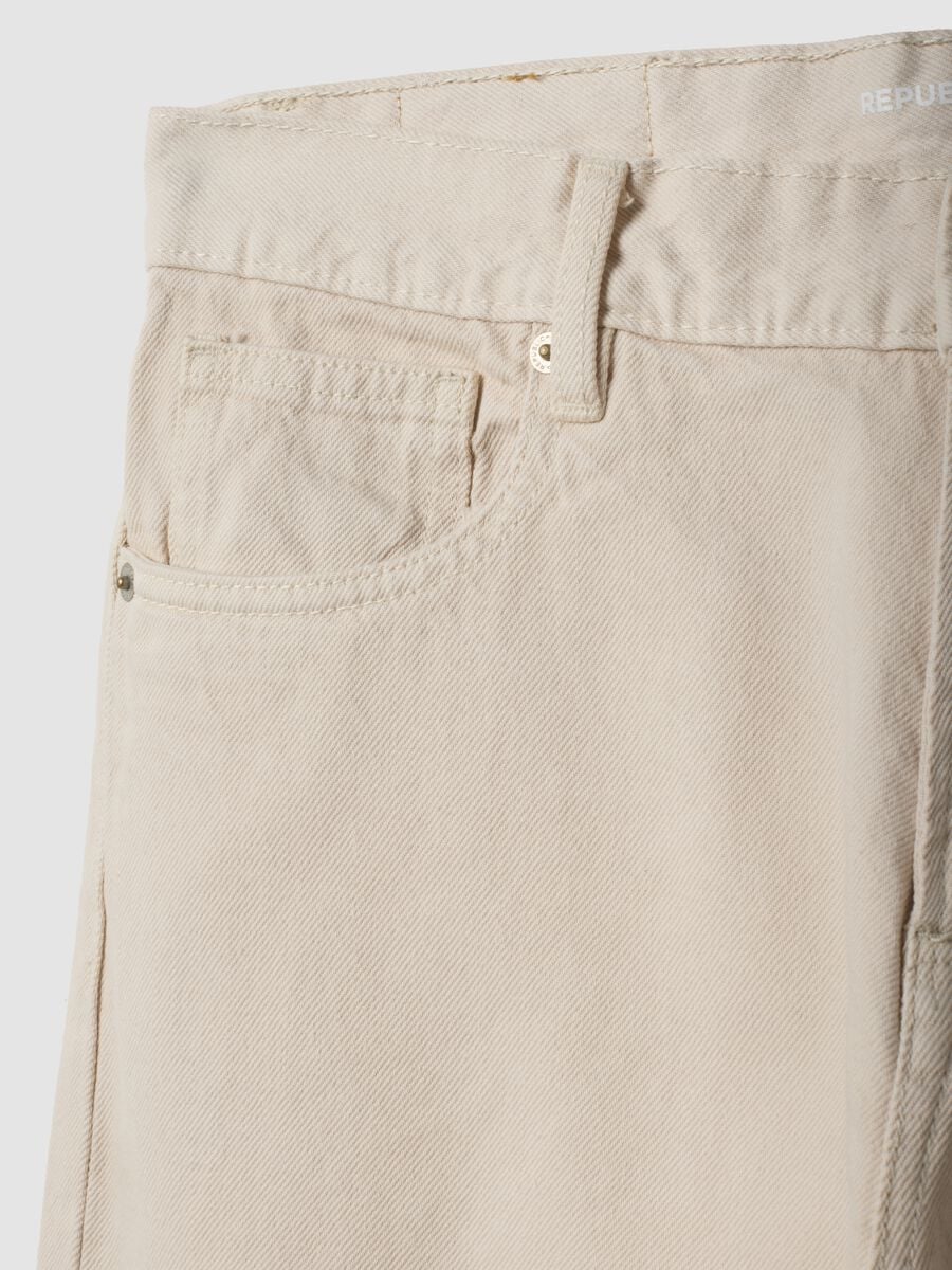 Jeans beige in twill di puro cotone straight fit_1