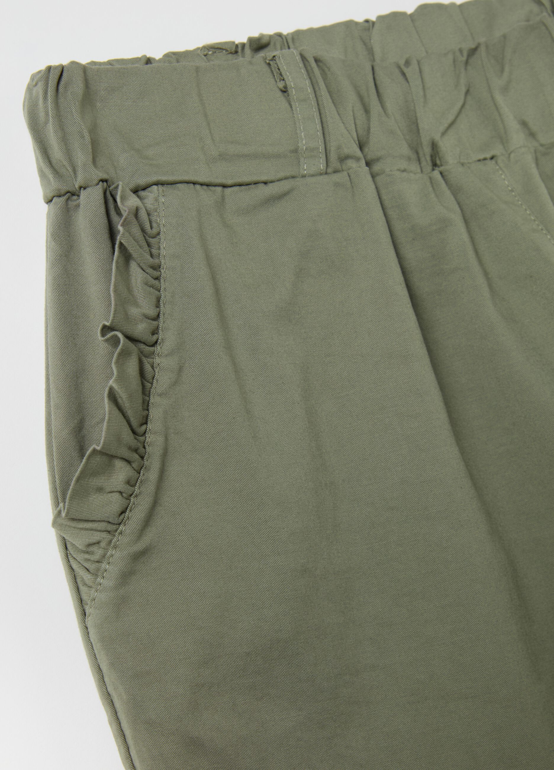 Stretch cotton trousers with drawstring