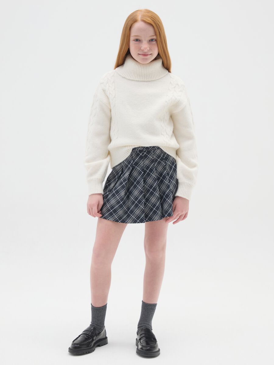 Grey checkered skirt for girls in regular fit jacquard_0