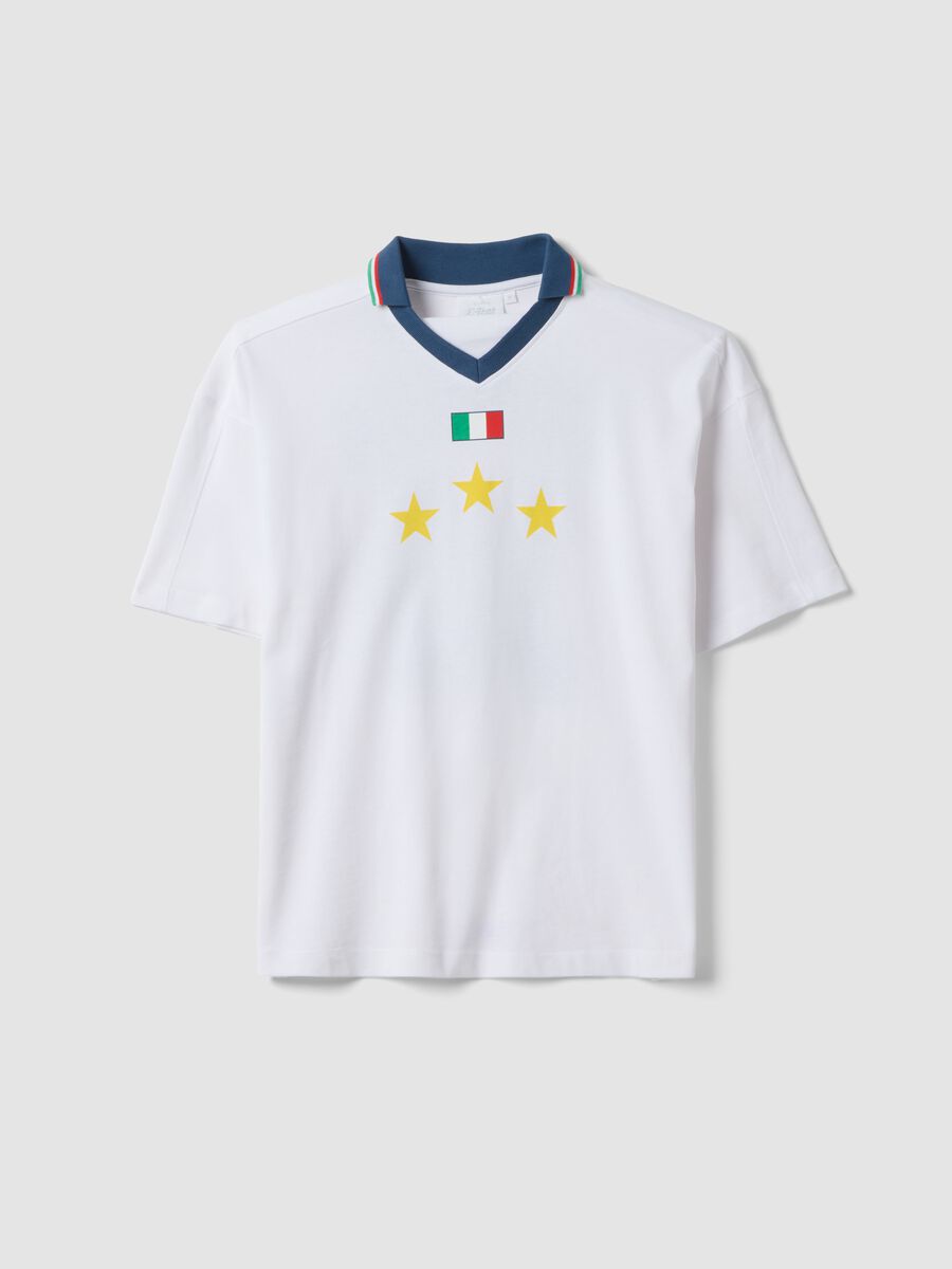 White pure cotton regular fit t-shirt with Italy details_4