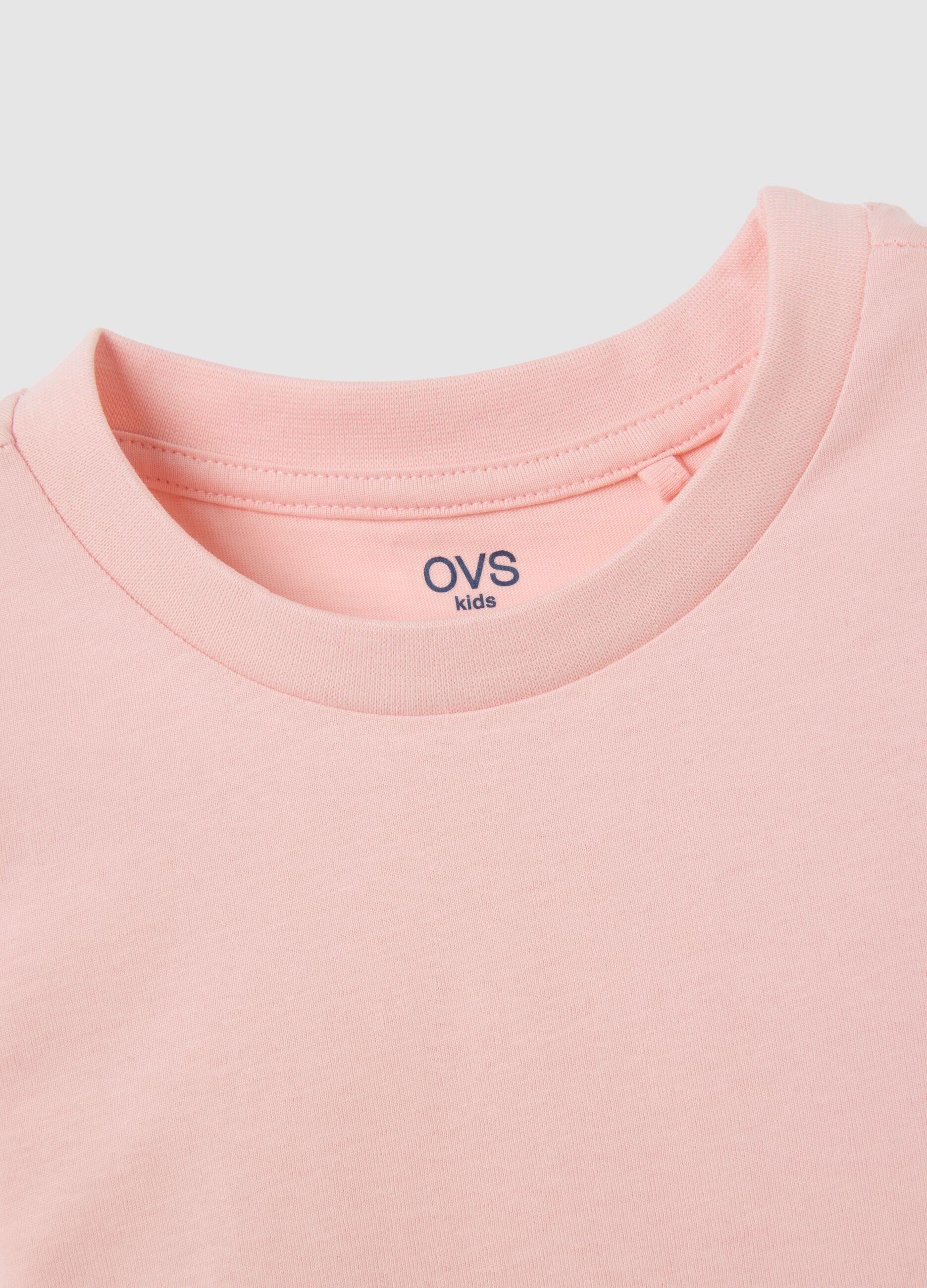 Girls' pink regular fit cotton T-shirt with print