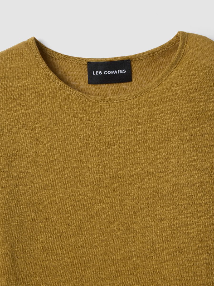 Green pure linen short-sleeve T-shirt, regular fit_5