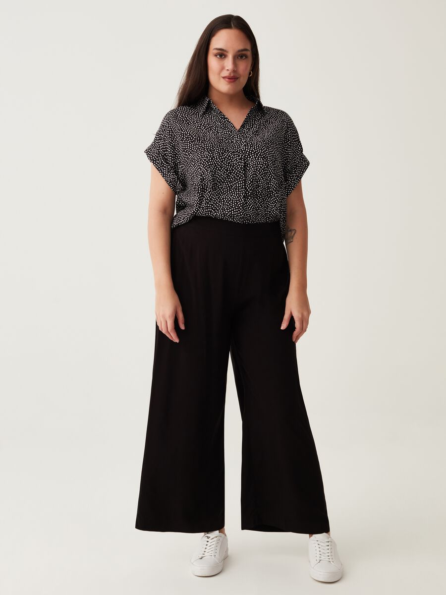 Pantaloni wide leg in viscosa Curvy_0