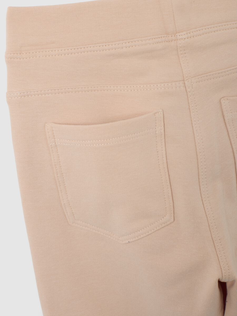 Leggings da bambina in misto cotone elasticizzato beige slim fit_3
