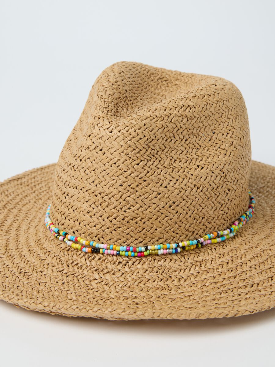 Textile Paper Fedora Hat with Coloured Beads_2