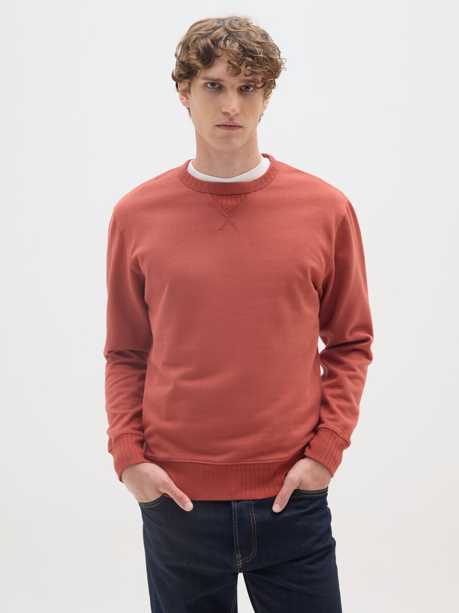 Maglia in puro cotone rossa regular fit_0