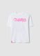 Girl's white oversized fit pure cotton t-shirt with writing_3