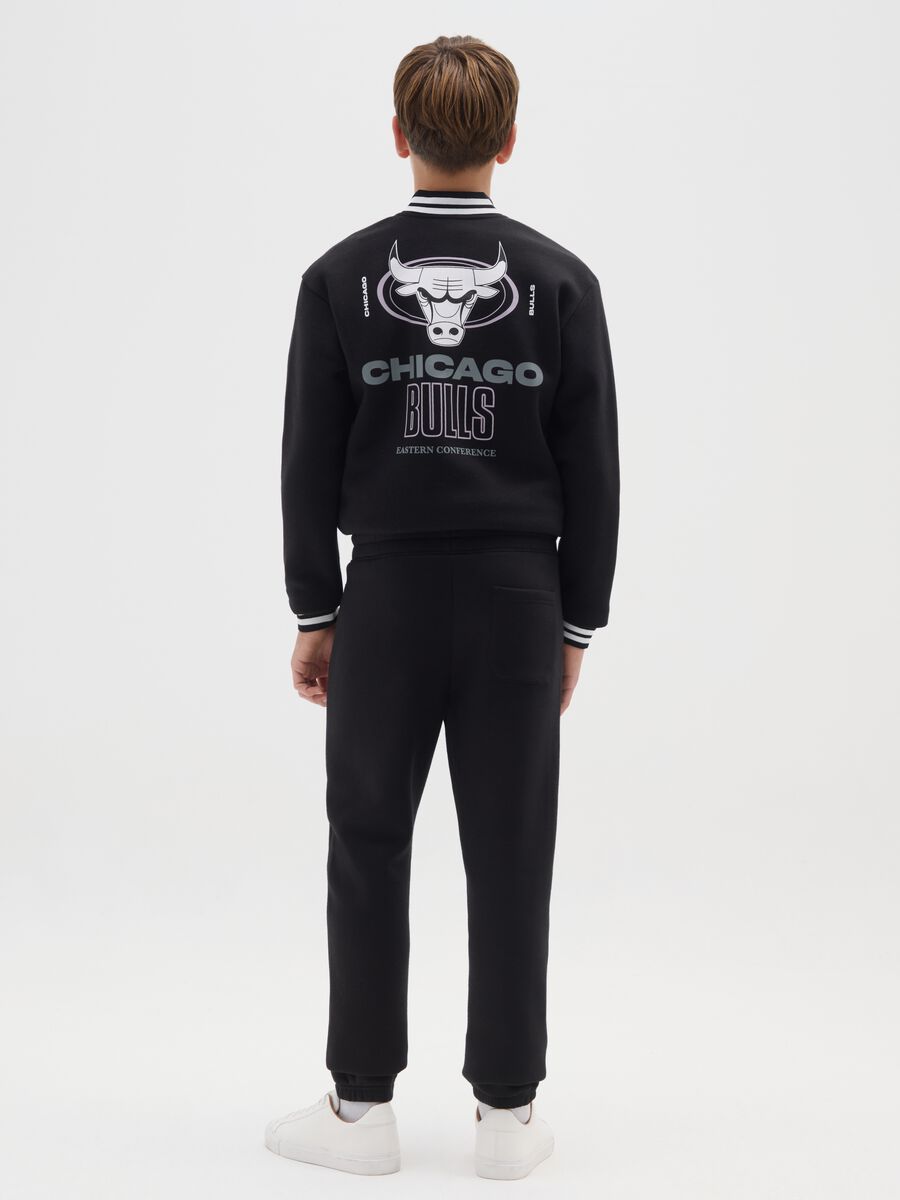 Children's Black Cotton Blend Jogger Trousers Regular Fit Chicago Bulls_1