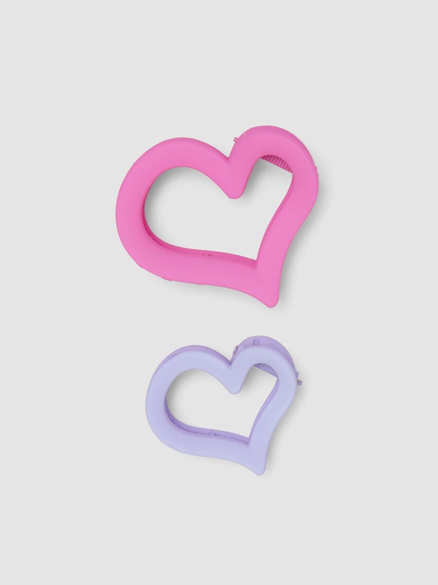 Purple and Pink Heart Hair Clip Set for Girls_0