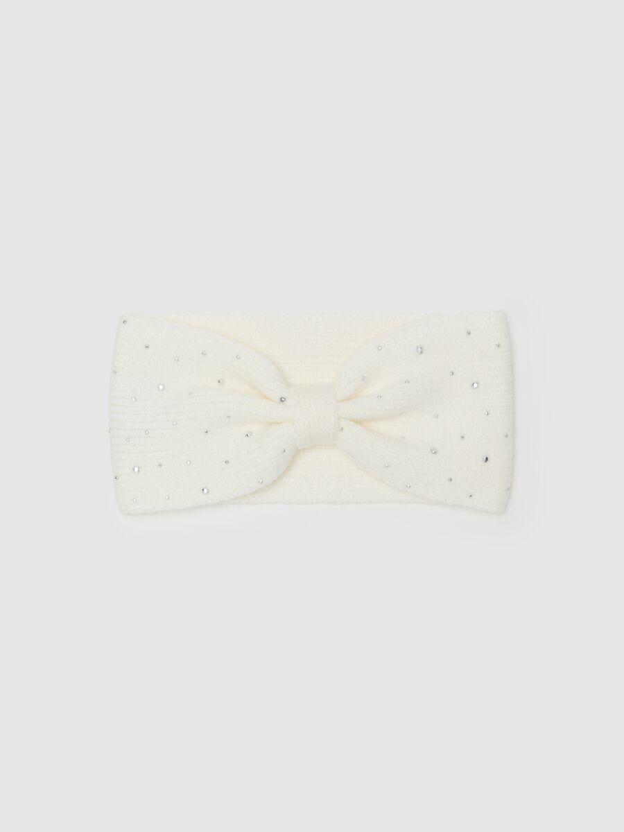 Ribbed hairband with diamanté design_0