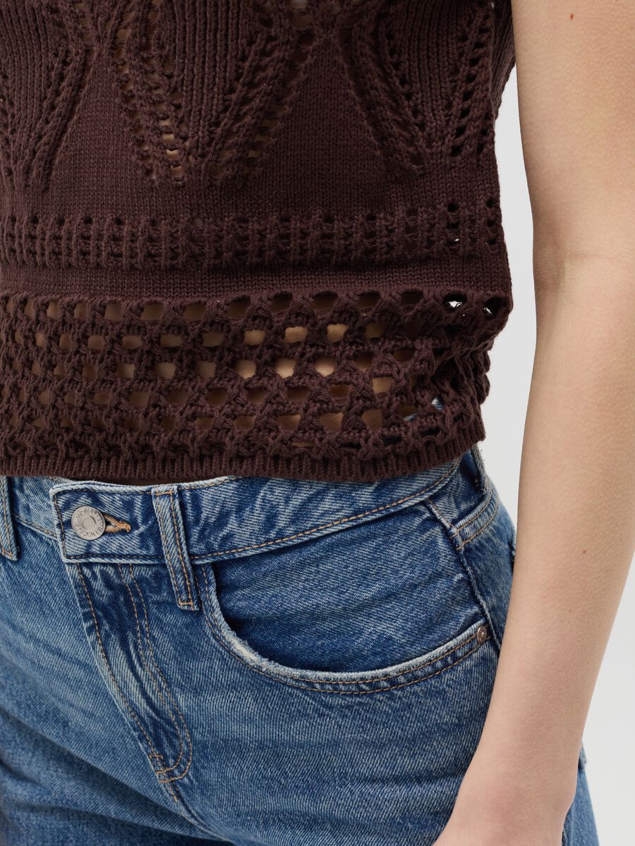 Brown crochet tank top_2