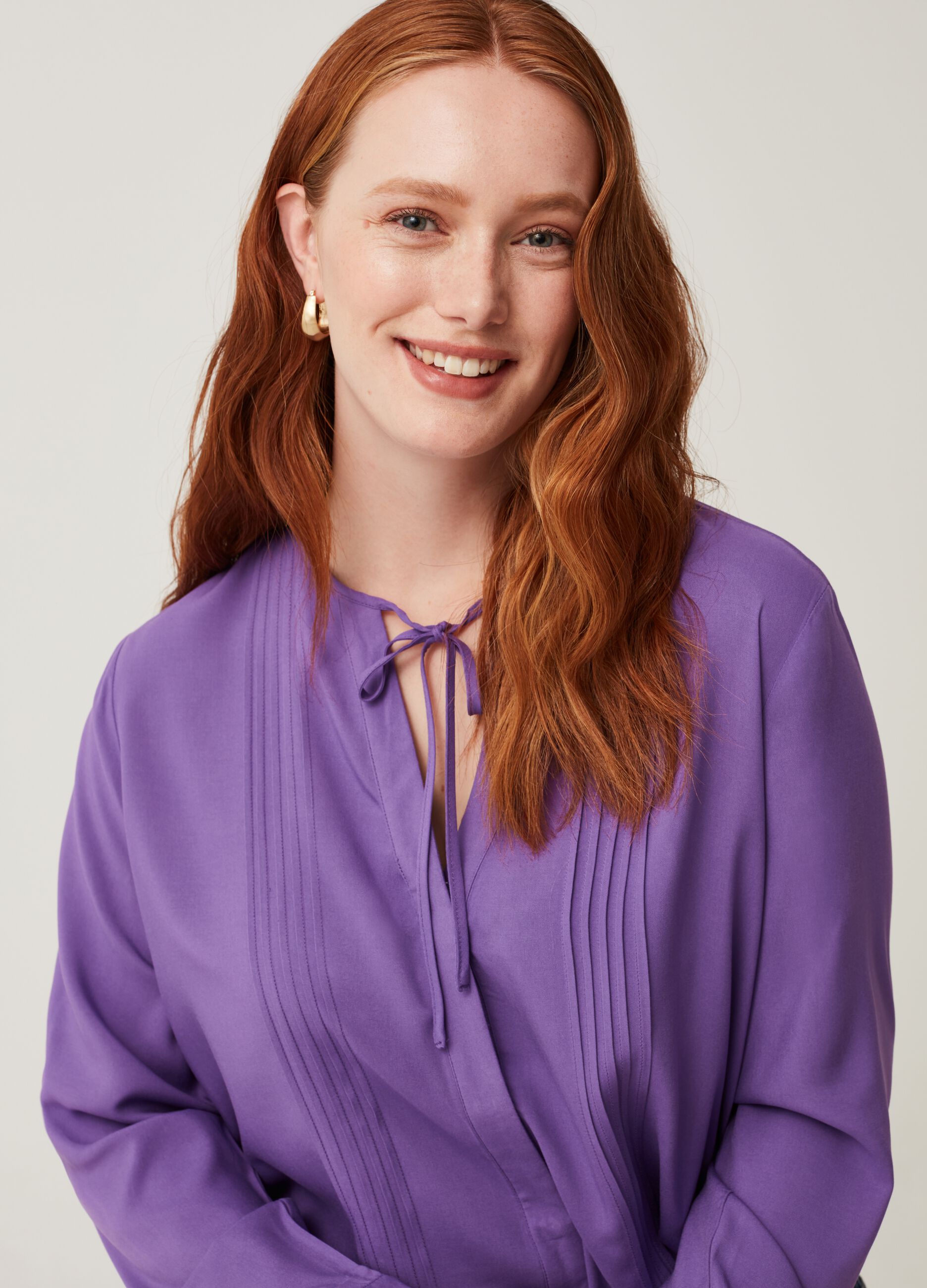 Camicia in viscosa con laccio Curvy MYA_0