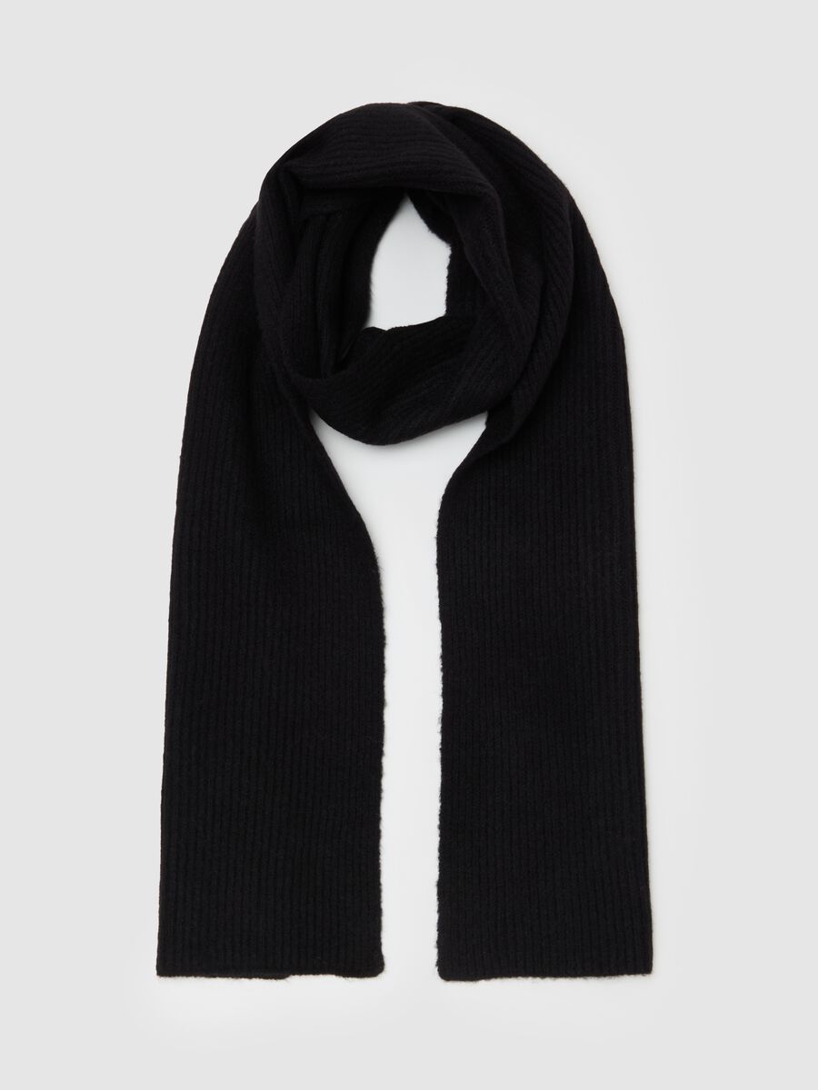 Solid colour ribbed scarf_0